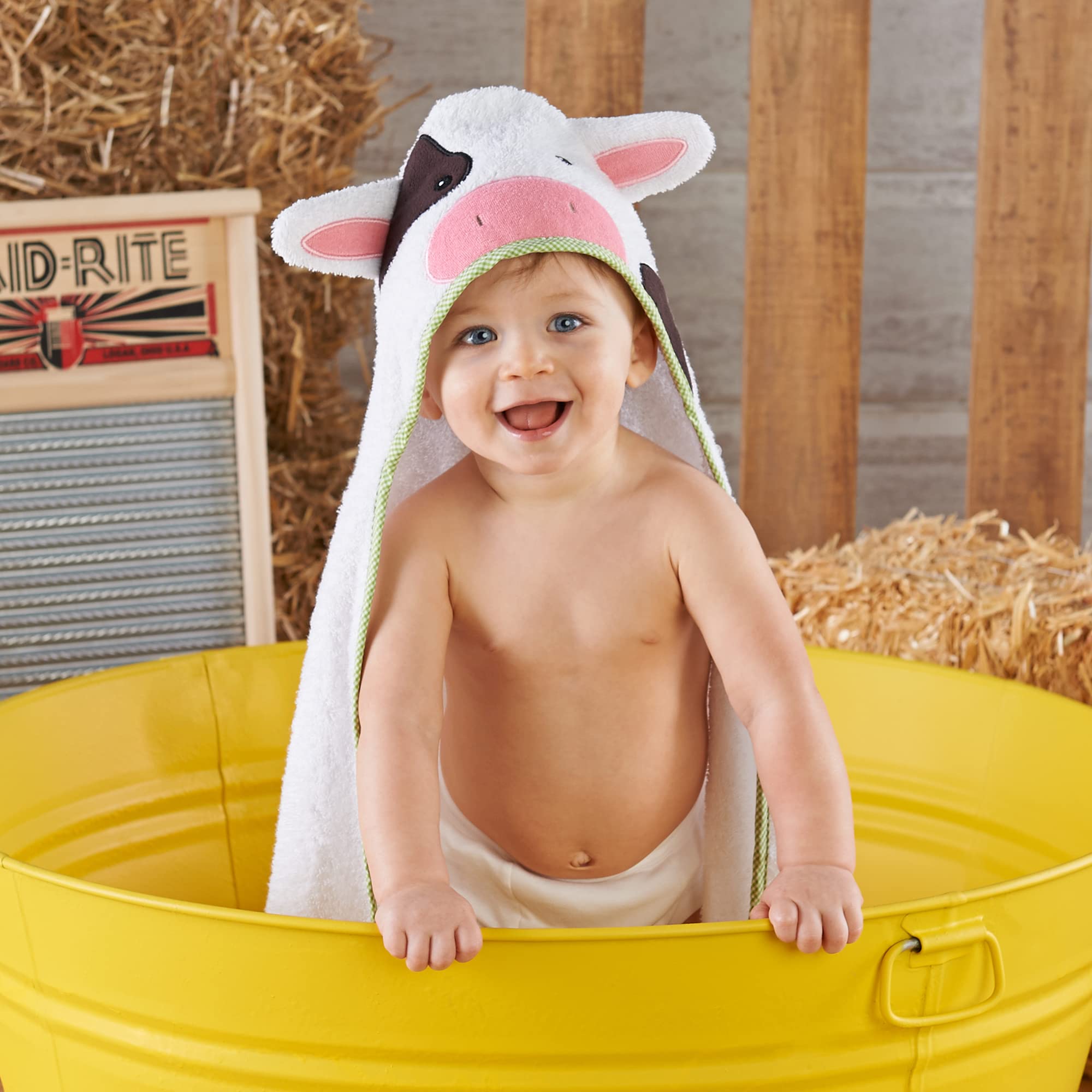 Baby Aspen Utterly Adorable Cow Hooded Towel/Baby Robe, 0-9 Months