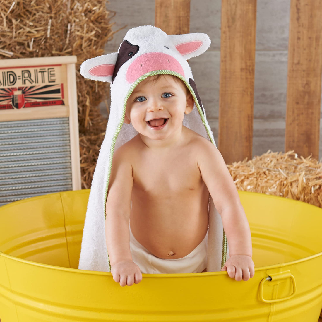 Baby Aspen Utterly Adorable Cow Hooded Towel/Baby Robe, 0-9 Months