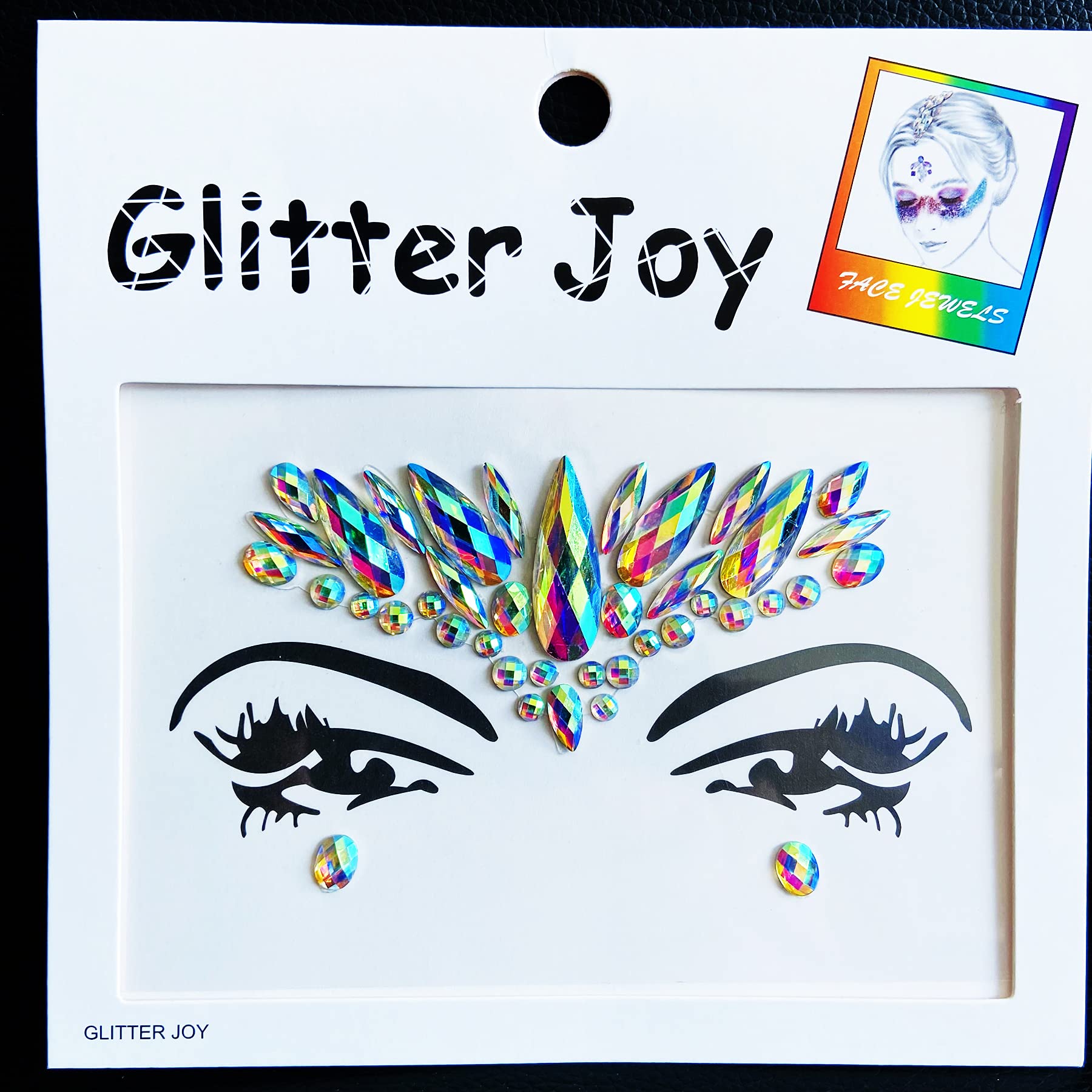 Rhinestone Face Gems Jewels, Festival Face Jewels Tattoo Stickers, Rave Crystals Body Gems Stick on Face, Body Gem Stones Bindi Temporary Face Tattoos for Festival Rave, 6-Pack,AB-Color