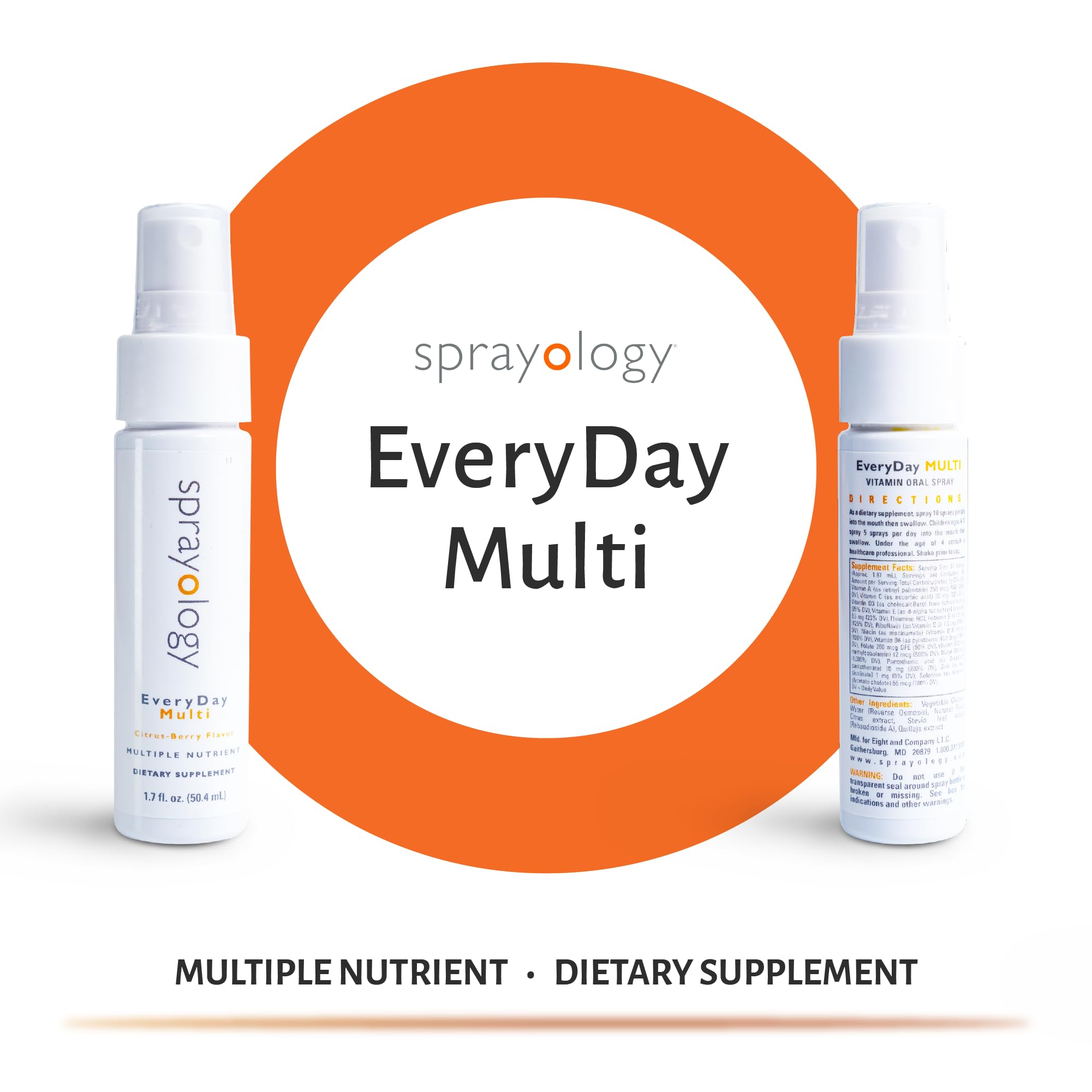 Sprayology Everyday Multi Spray | Daily Multivitamin Spray for Men, Women & Kids (Ages 4+) | High-Absorption Formula with Vitamin B12, D3, Folate, Biotin & More | Non-GMO | 26 Day Supply (1.7 fl oz)