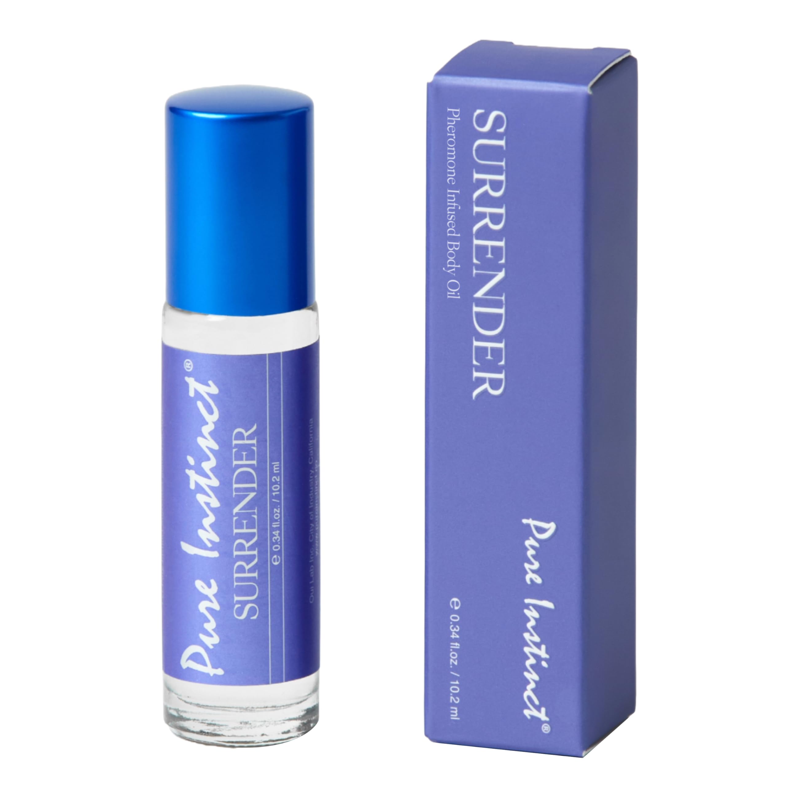 Pure Instinct SURRENDER Roll-On The Original Pheromone Infused Body Oil Perfume Fragrance EdP Parfum - For Her Women - TSA Ready 0.34 fl oz