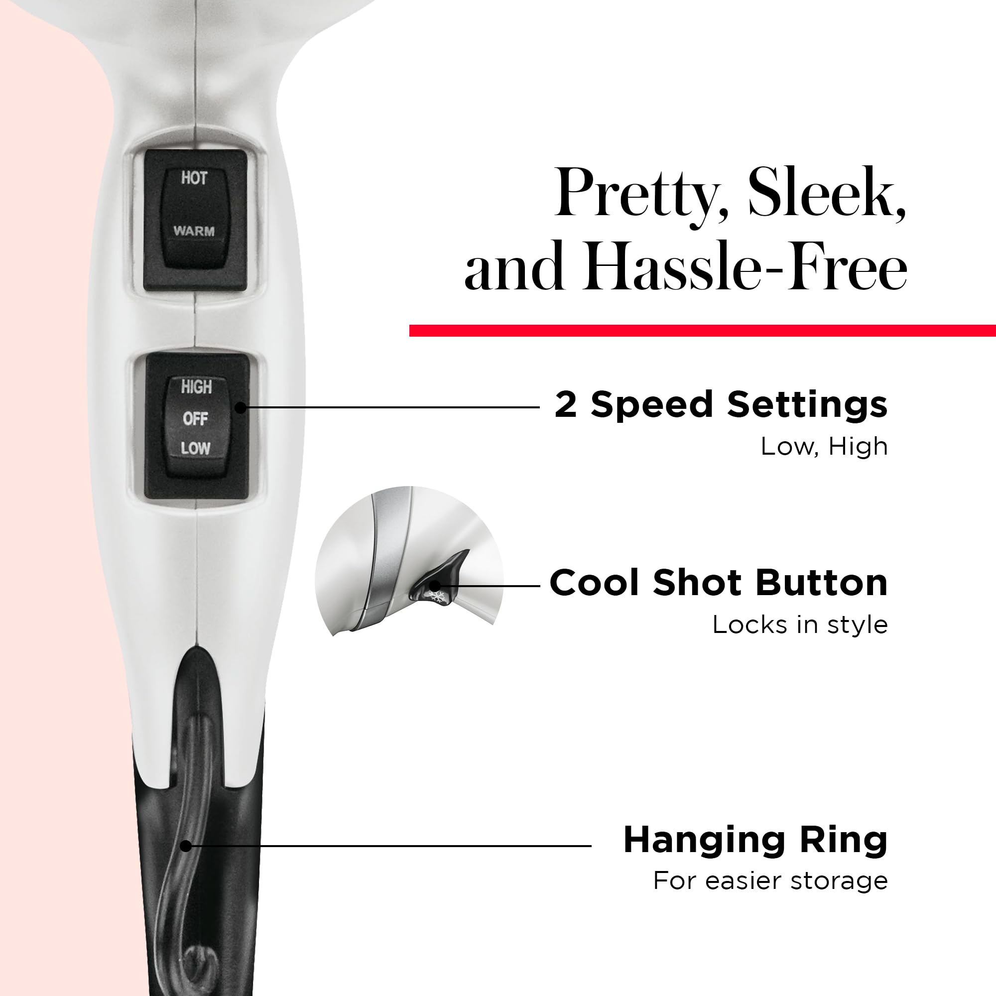 REVLON Infrared Hair Dryer with Diffuser - Ionic Blow Dryer, Diffuser, and Concentrator, Infrared Heat Technology to Prevent Over-Drying for Shiny, Soft Hair with Natural Moisture (White)