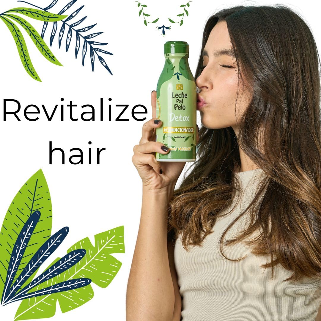 Leche Pal Pelo Detox Conditioner - Infused with Apple Cider Vinegar, Honey Extract, and Green Tea. Experience Total Hair Transformation, Repair, and Natural Shine. 14.9 oz.