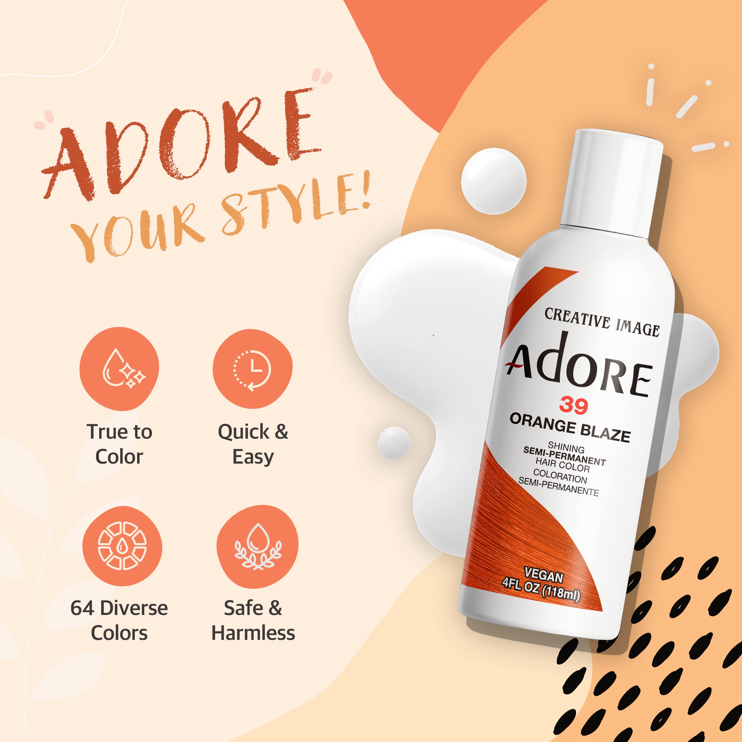 Adore Shining Semi Permanent Hair Colour, 46 Spiced Amber