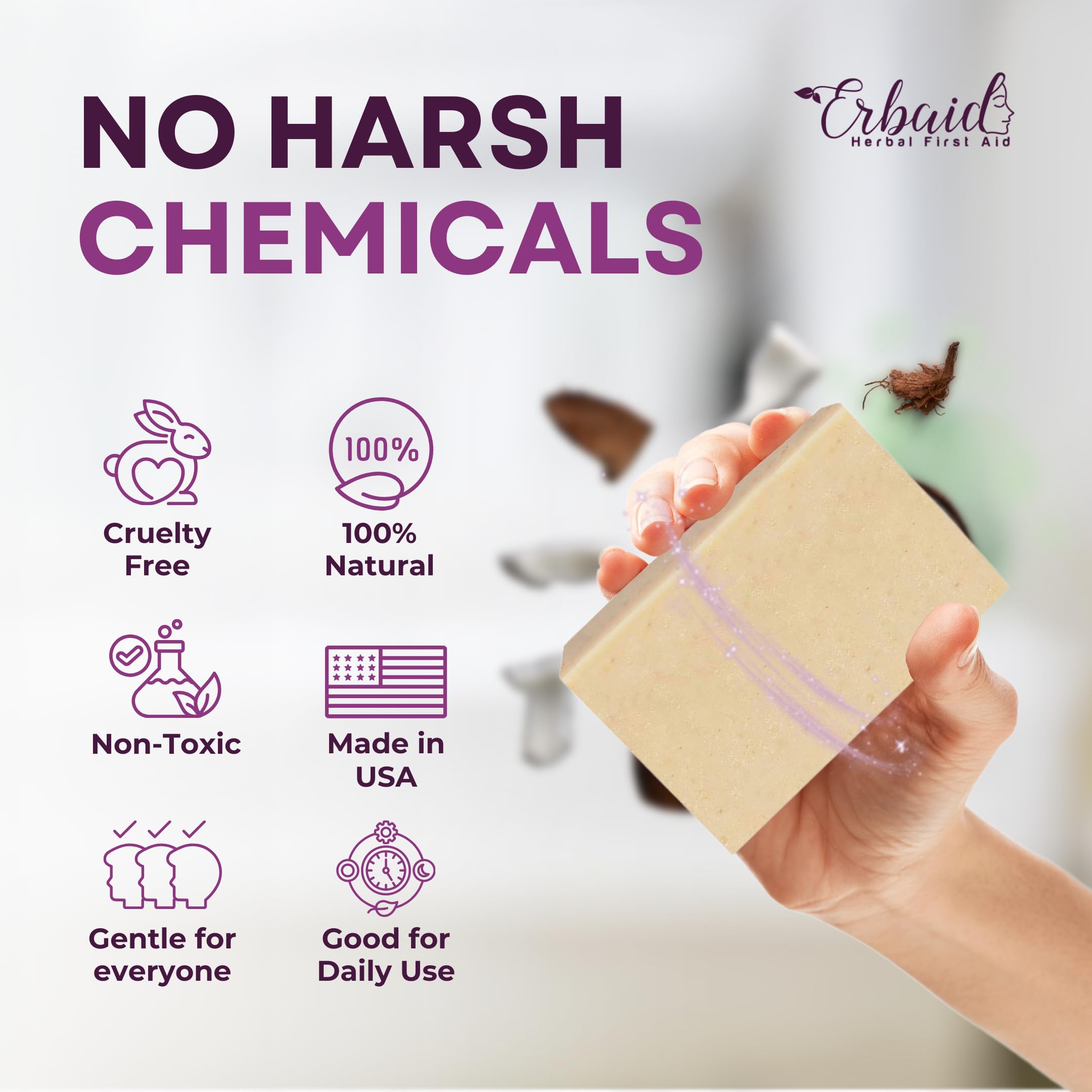 Eczema Soap Bar for Face and Body – All Natural Dermatitis, Psoriasis Treatment for Dry Itchy Sensitive Skin Relief – Gentle Detoxifying, Healing, Anti-Itch, Oatmeal Goat Milk Wash for Kids, & Adults