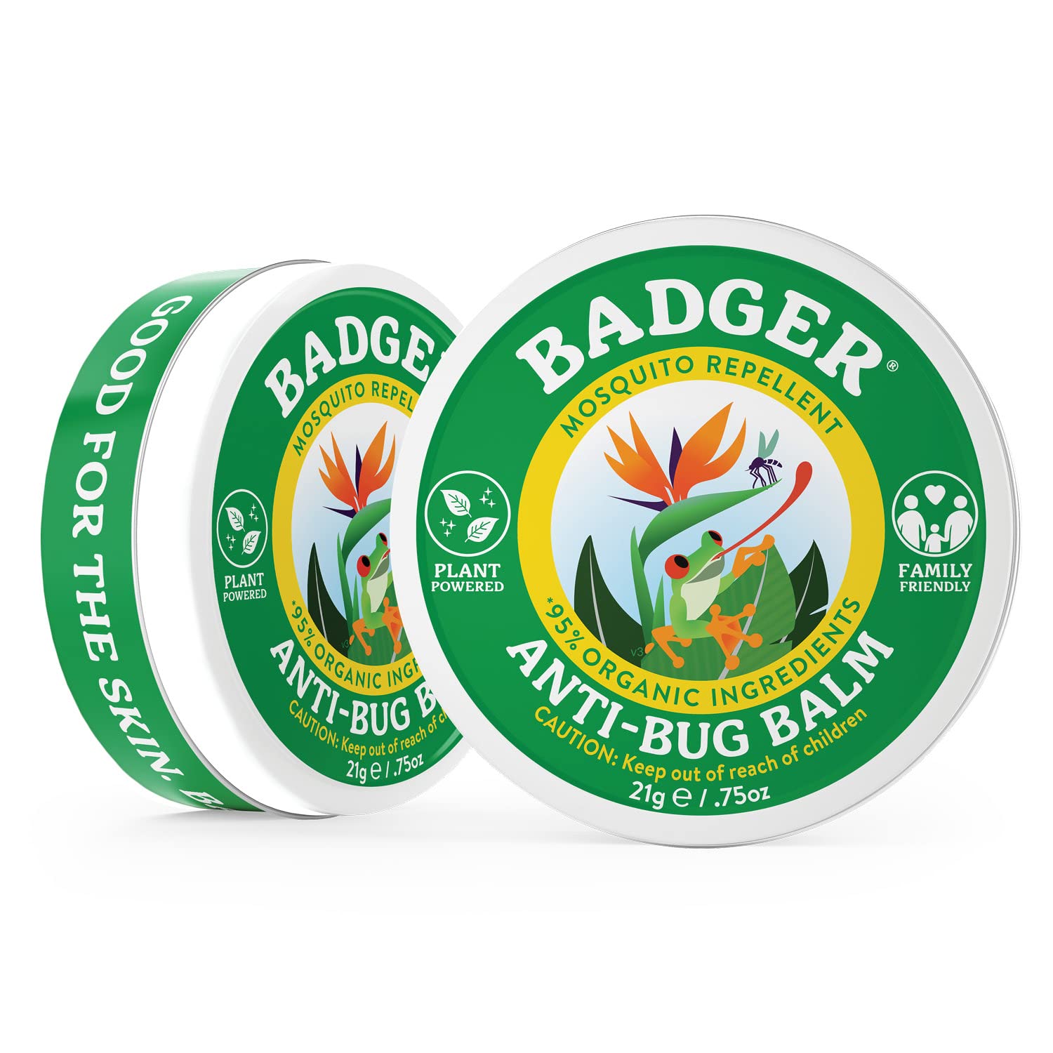 Badger Bug Repellent, Organic Deet-Free Mosquito Repellent with Citronella & Lemongrass, Easy to Use Travel Size Camping Essential, Family Friendly Insect Repellent Balm, .75 oz Tin