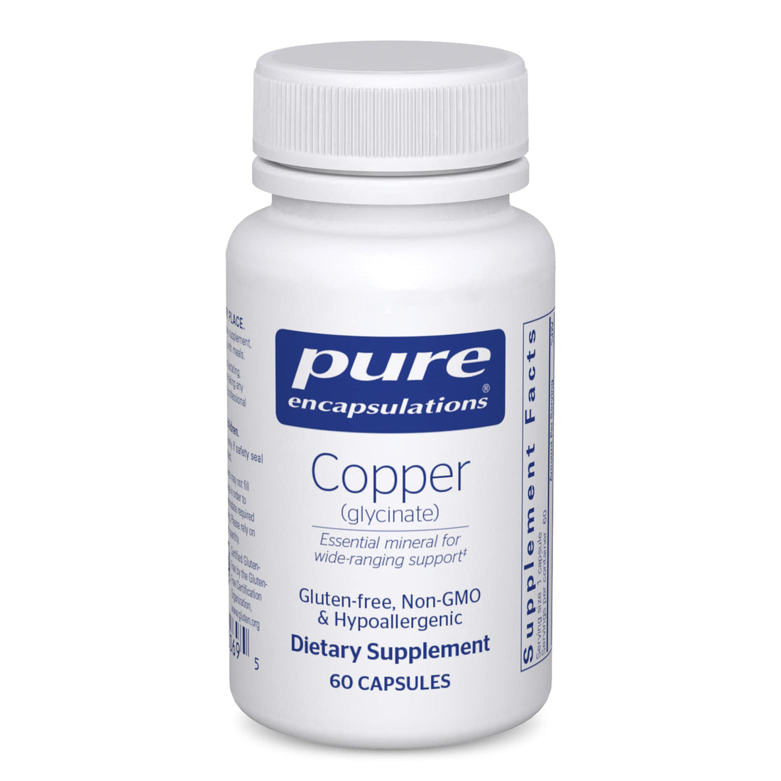 Pure Encapsulations Copper Glycinate 60's - 2 mg Copper Supplement, Supports Red Blood Cell Formation* - Aids Energy Metabolism - Non-GMO & Vegan - 60 Capsules