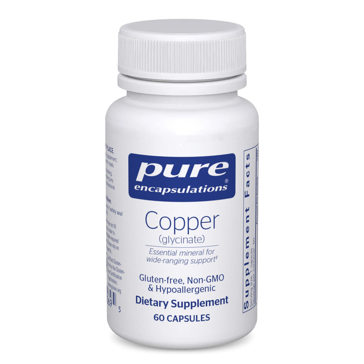Pure Encapsulations Copper Glycinate 60's - 2 mg Copper Supplement, Supports Red Blood Cell Formation* - Aids Energy Metabolism - Non-GMO & Vegan - 60 Capsules