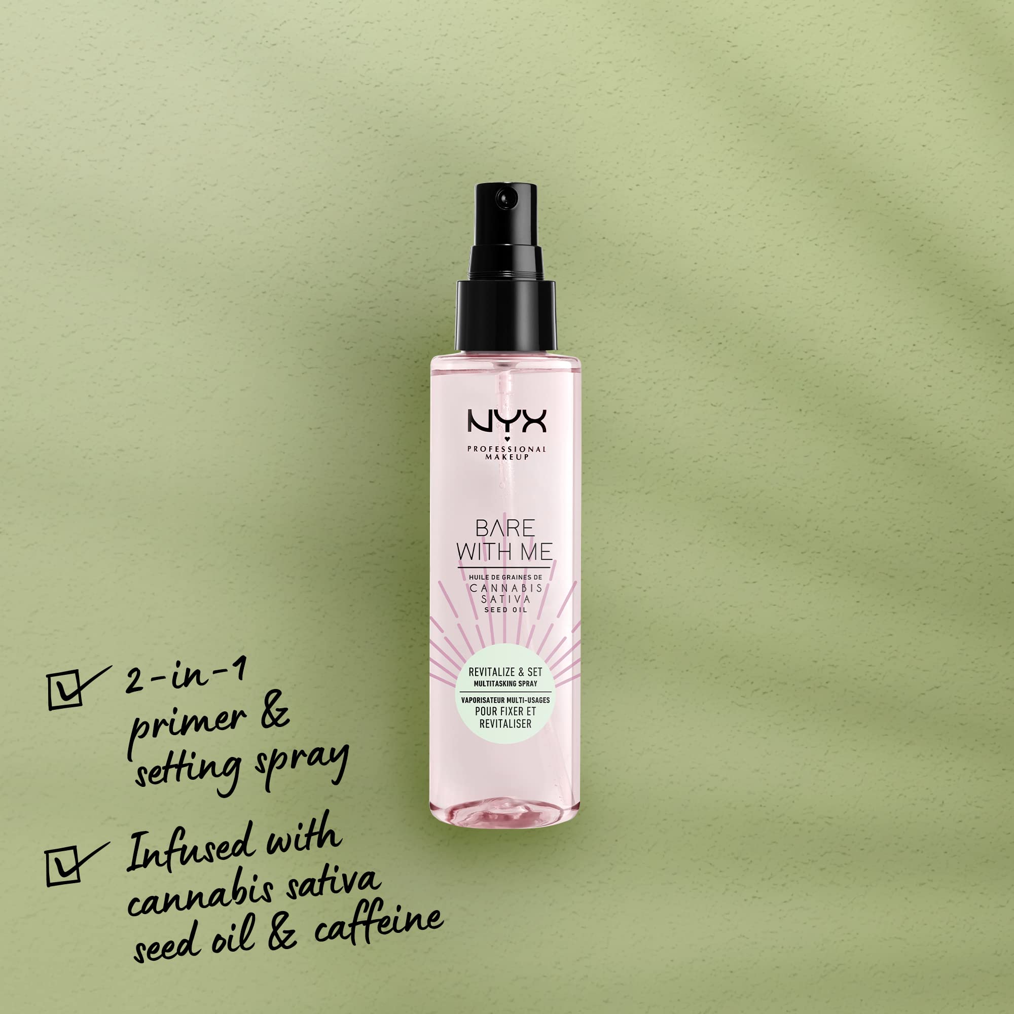 NYX PROFESSIONAL MAKEUP Bare With Me Cannabis Sativa Seed Oil Multitasking Primer & Setting Spray