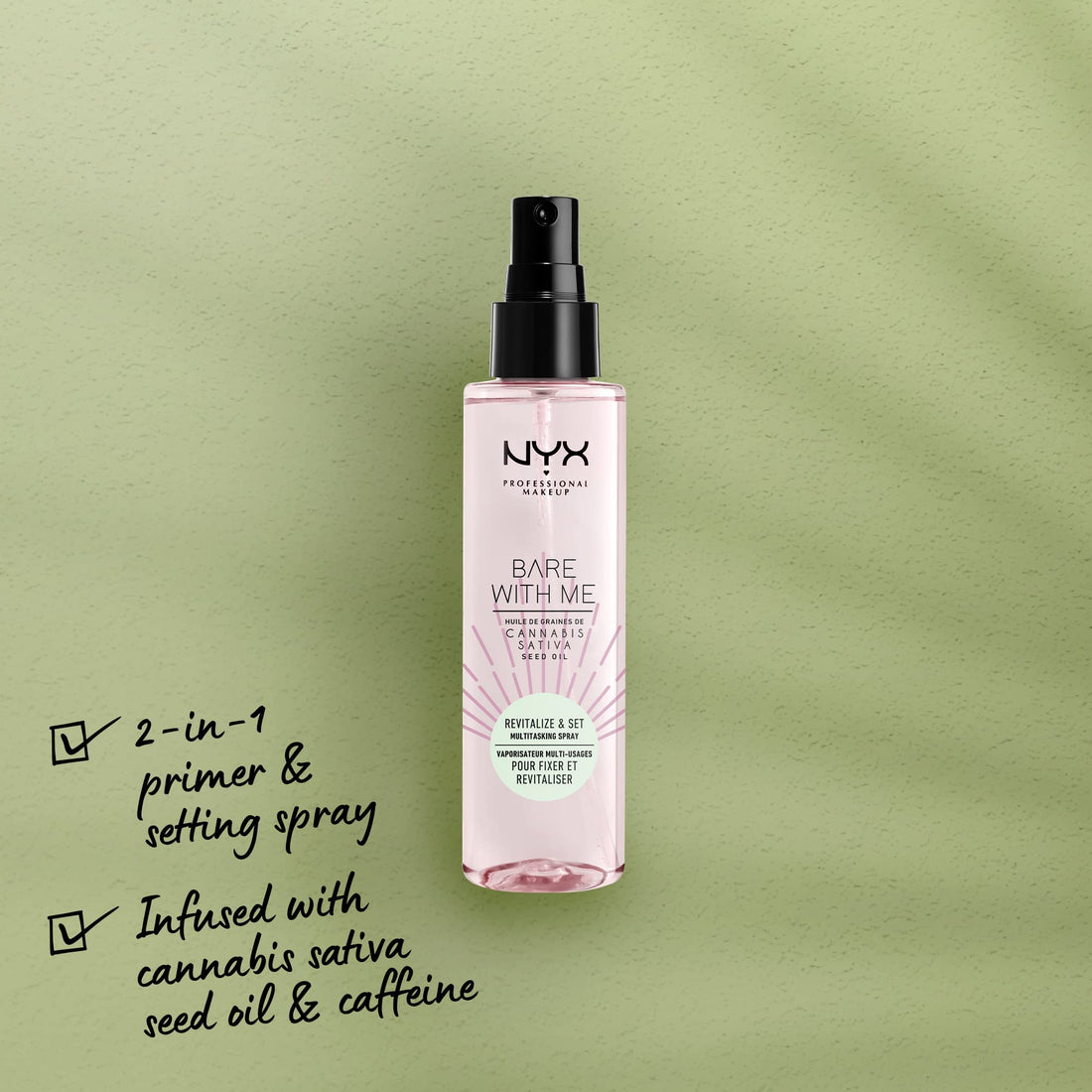 NYX PROFESSIONAL MAKEUP Bare With Me Cannabis Sativa Seed Oil Multitasking Primer & Setting Spray