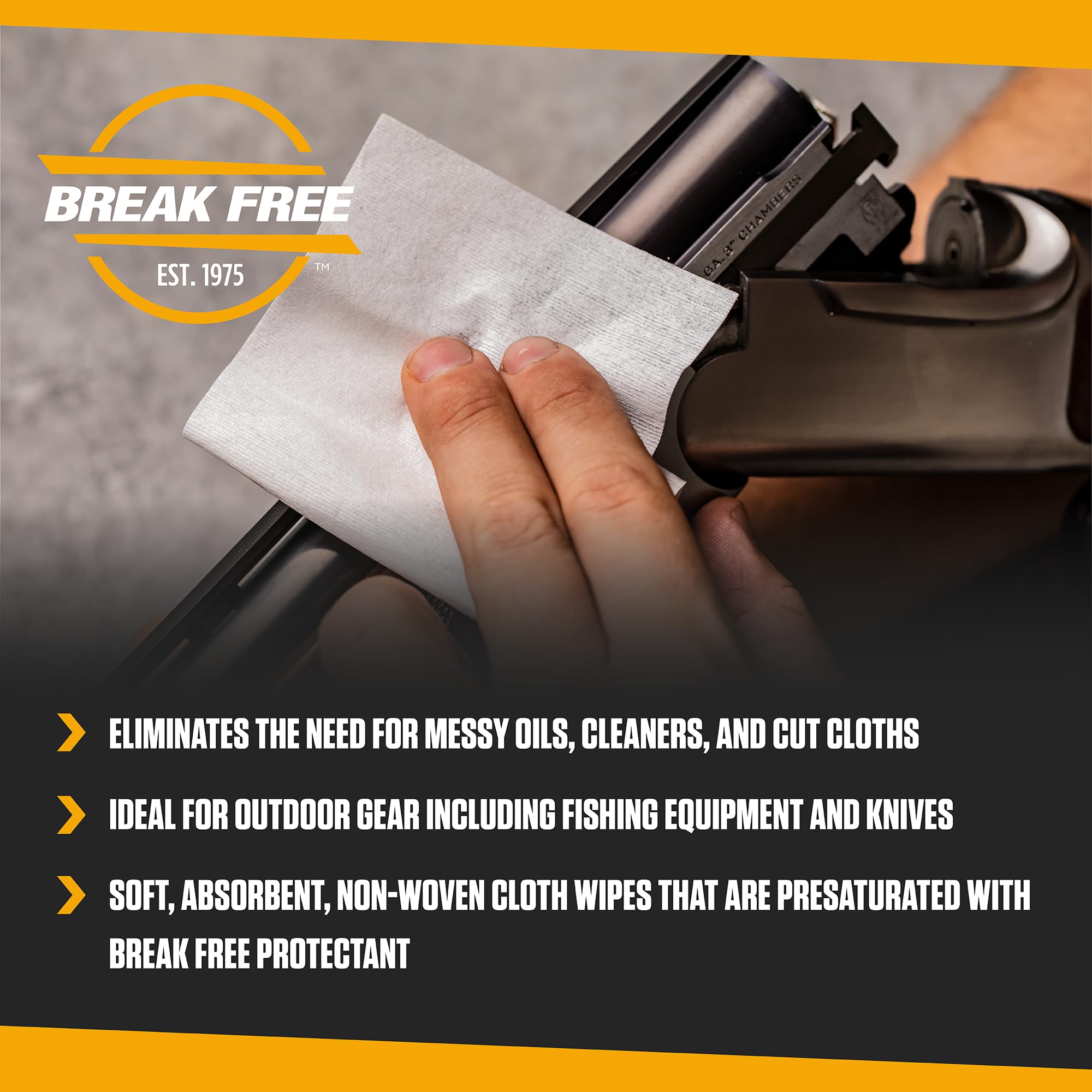 Break Free Collector Gun Cleaner Wipes, Long Term Protectant, Cloth Wipes, 20 Wipes