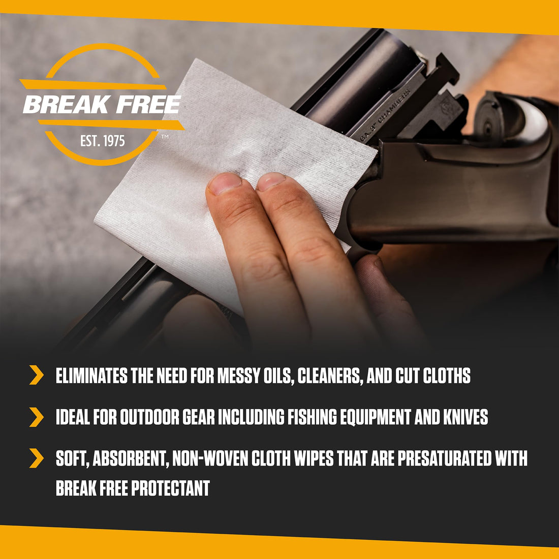 Break Free Collector Gun Cleaner Wipes, Long Term Protectant, Cloth Wipes, 20 Wipes