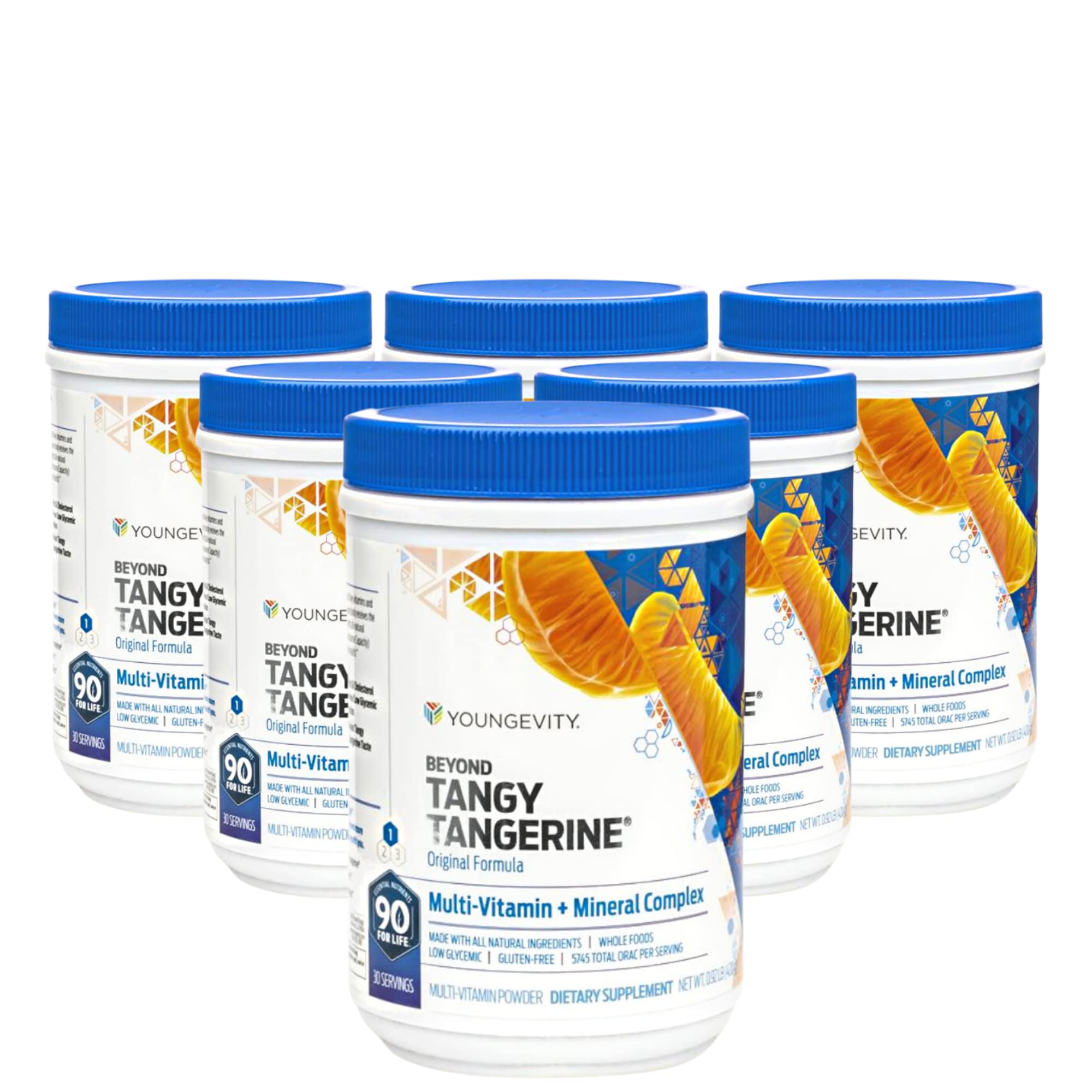 Youngevity Beyond Tangy Tangerine - Original Formula | Multi-Vitamin & Mineral Complex | Made with Natural & Whole Foods | 5,745 ORAC | 6 Pack