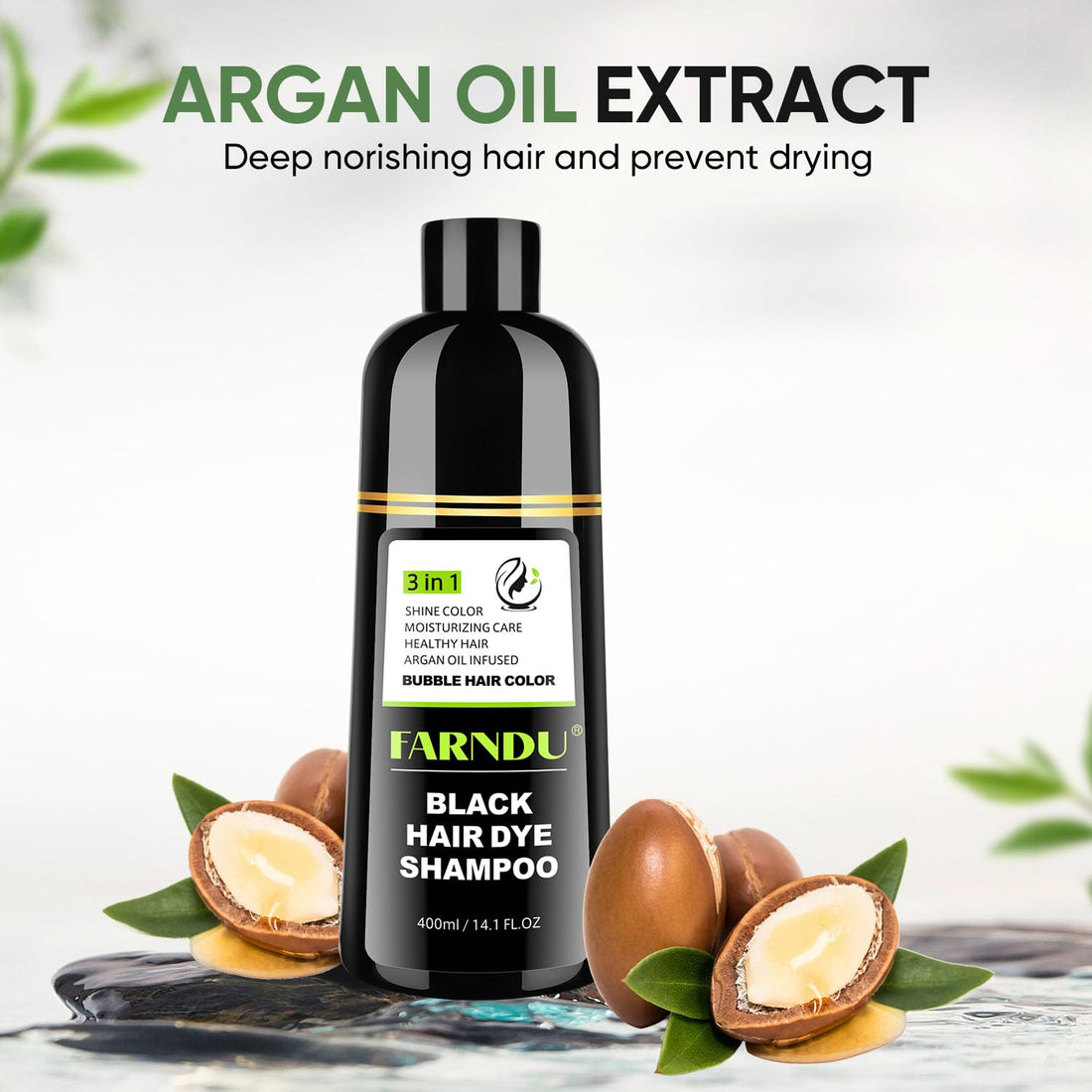 Farndu Hair dye Shampoo for Women & Men Gray Hair Coverage and Herbal Ingredients 3 In 1 Hair Color Shampoo(Black)