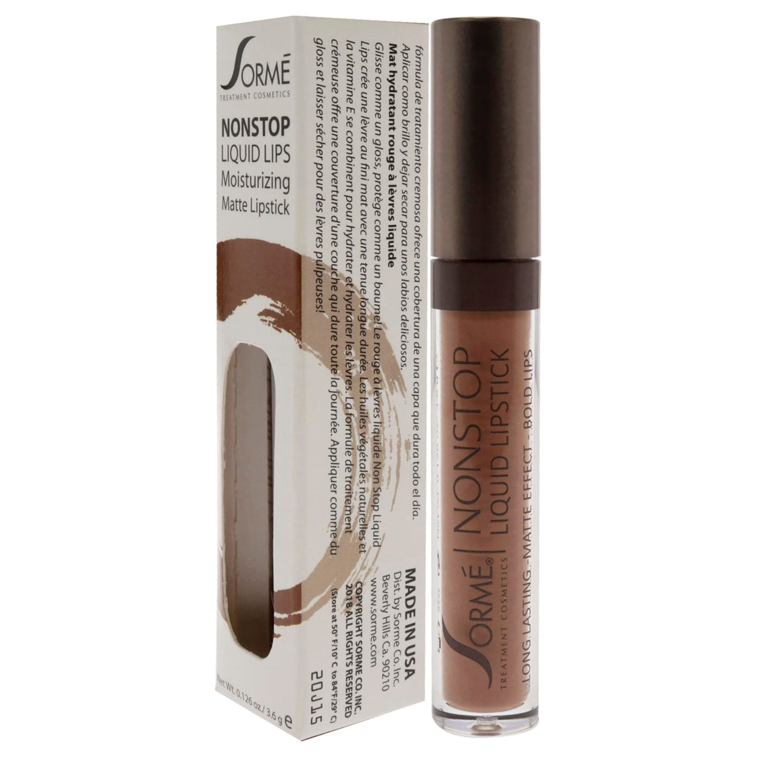 Sorme Cosmetics Nonstop Liquid Lipstick, Ribbon 271, 0.126 Fluid Ounce