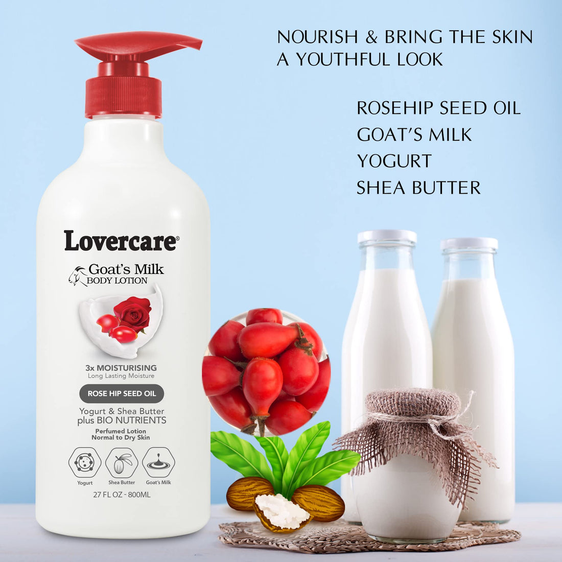 Lover's care body lotion for Dry Skin 27.05 oz (800ml) Rose Hip