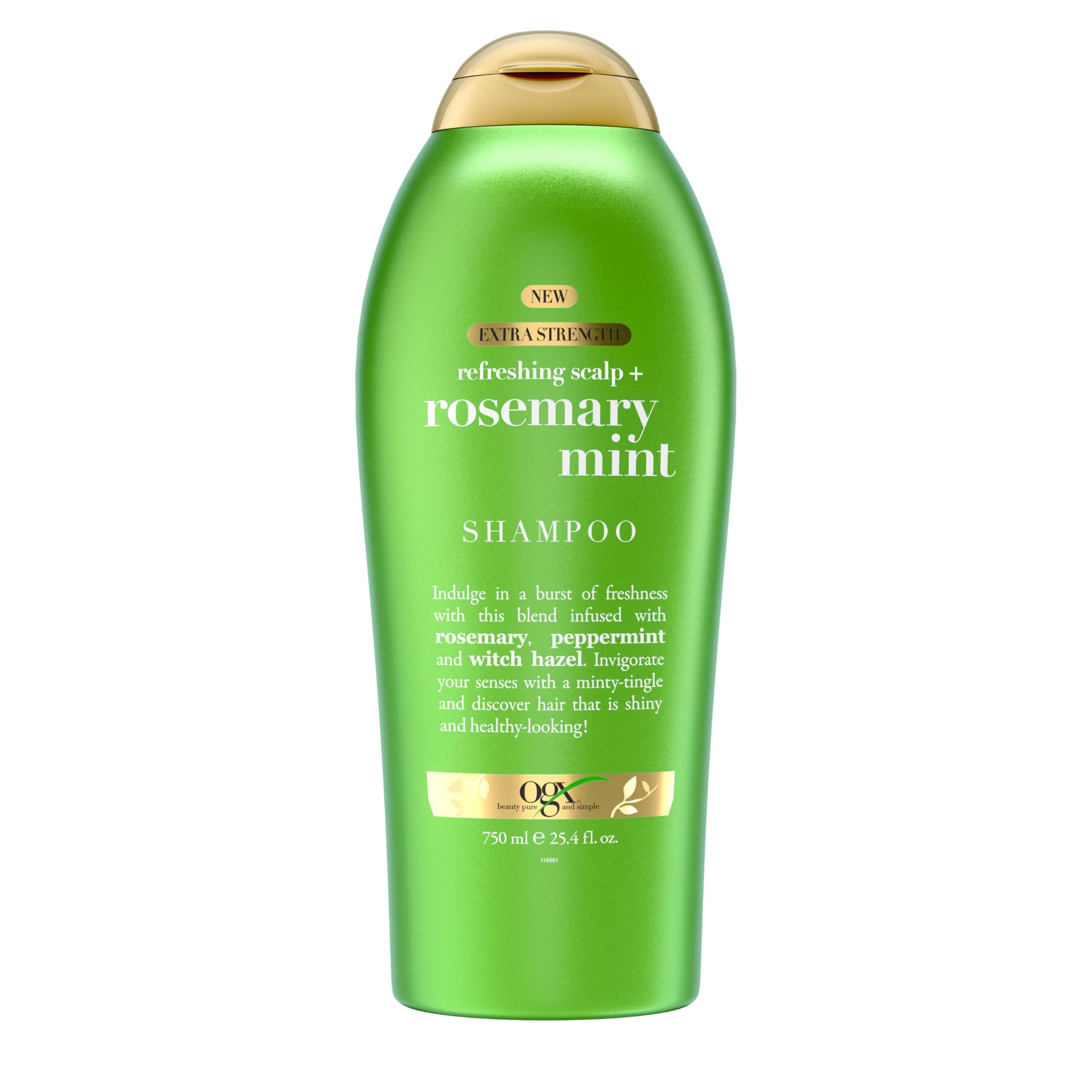 OGX Extra Strength Refreshing Scalp + Rosemary Mint Shampoo, Nourishing Shampoo Infused with Rosemary Mint for Shiny, Healthy-Looking Hair, Sulfate-Free Surfactants, 25.4 fl. Oz