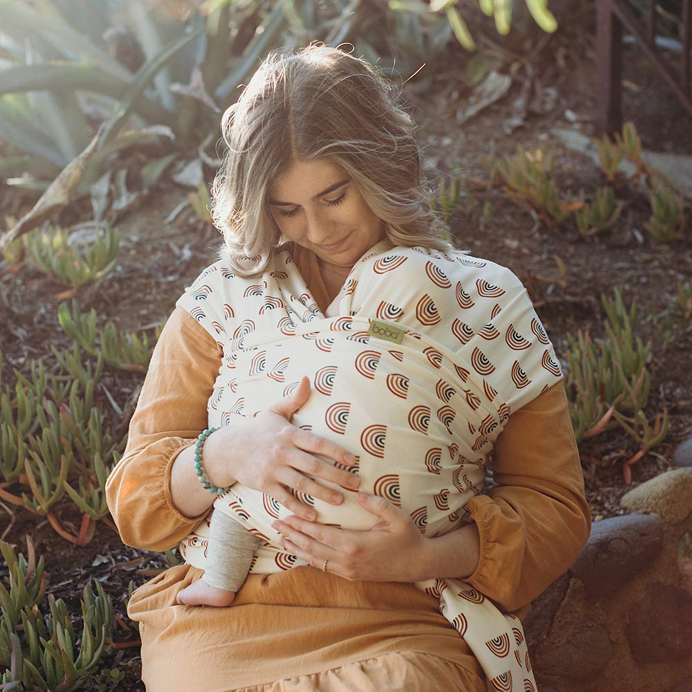 Boba Baby Wrap Carrier - Original Baby Carrier Wrap Sling for Newborns - Baby Wearing Essentials - Newborn Wrap Swaddle Holder, Newborn to Toddler Infant Sling (Serenity Rainbows)