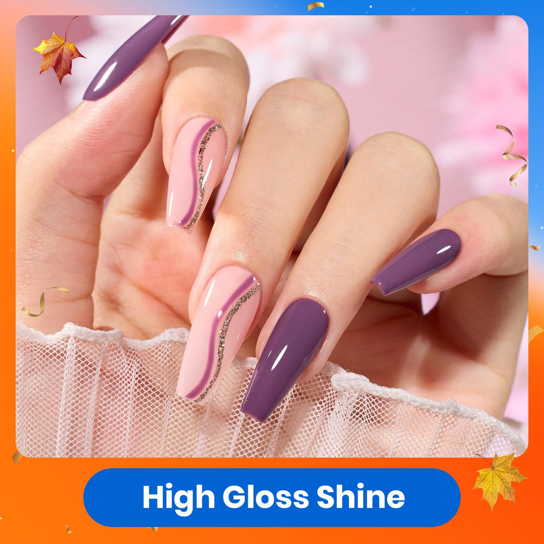 Beetles Burgundy Purple Gel Nail Polish Set - 6 Color Fall Dark Purple Maroon Mauve Plum Gel Polish Kit, Soak Off UV LED Nail Gel for Autumn Manicure Nail Art Gifts for Women