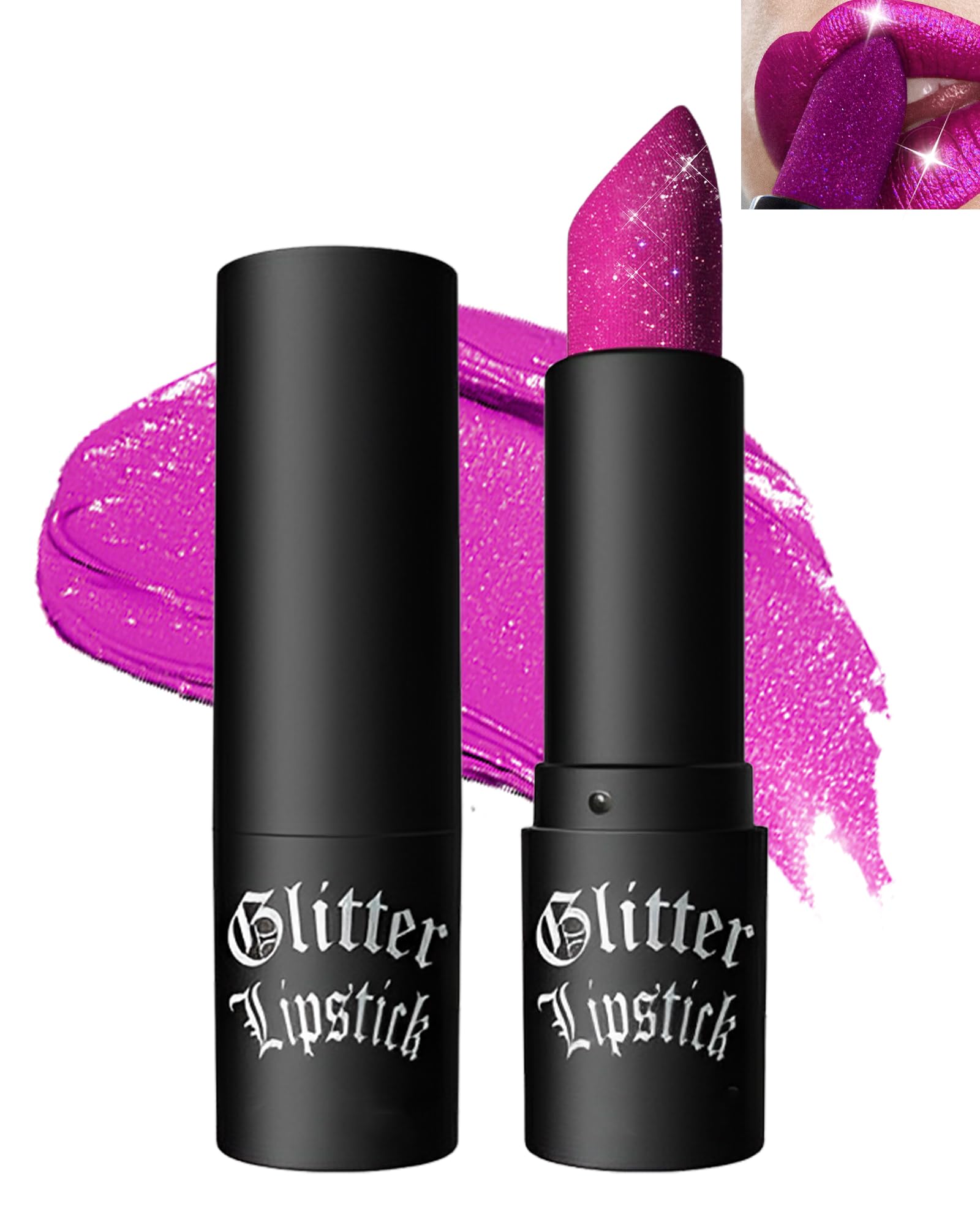 Diamond Glitter Matte Lipstick,Rose Red Tinted Lip Gloss,Metallic High Pigment Lip Stain Lipstain,Longlasting Waterproof Non-Stick Lipgloss Lipstick,Shimmer Lip Blam Tint,Makeup Gift for Women-04