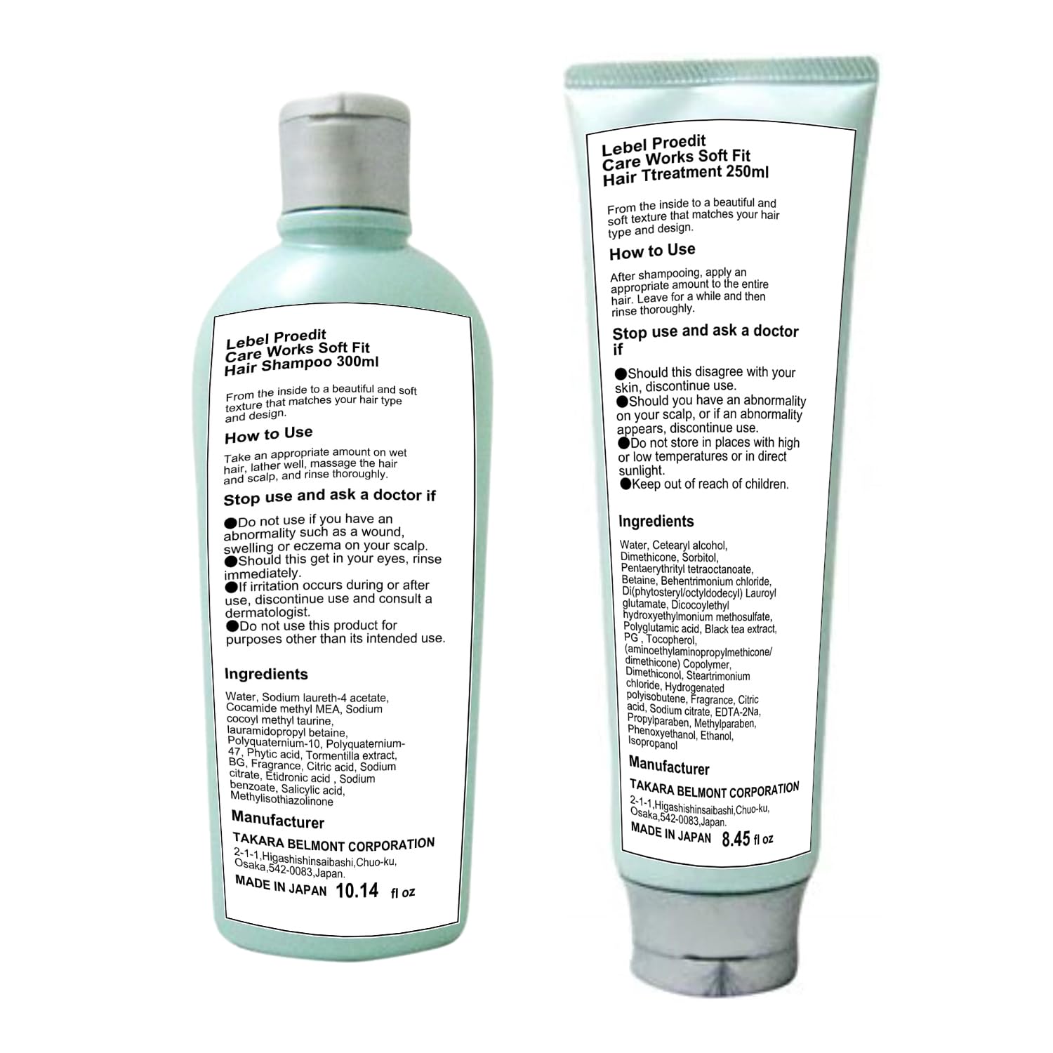 Lebel Proedit Care Works Hair Shampoo 300ml & Hair Ttreatment 250ml Set - Soft Fit