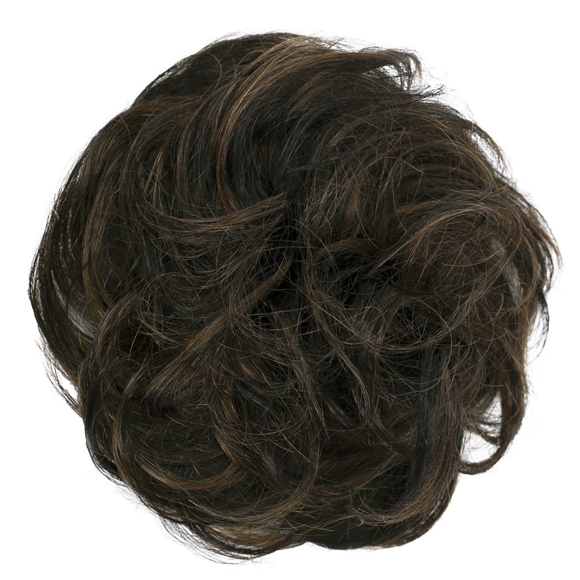 dark brown mix 1BH4 H312 : PRETTYSHOP 100% Human Hair Scrunchy Scrunchie Bun Up Do Hair Piece Hair Ribbon Ponytail Extensions Wavy Curly or Messy Div. colours (dark brown mix 1BH4 H312)