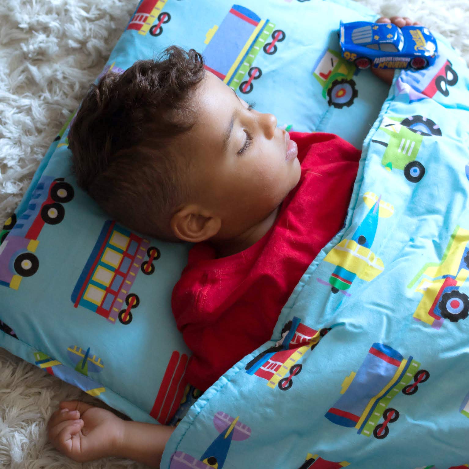 Wildkin Kids Original Nap Mat – Cozy Kids Sleep Mat with Pillow, Ideal for School & Travel - Trains, Planes, and Trucks