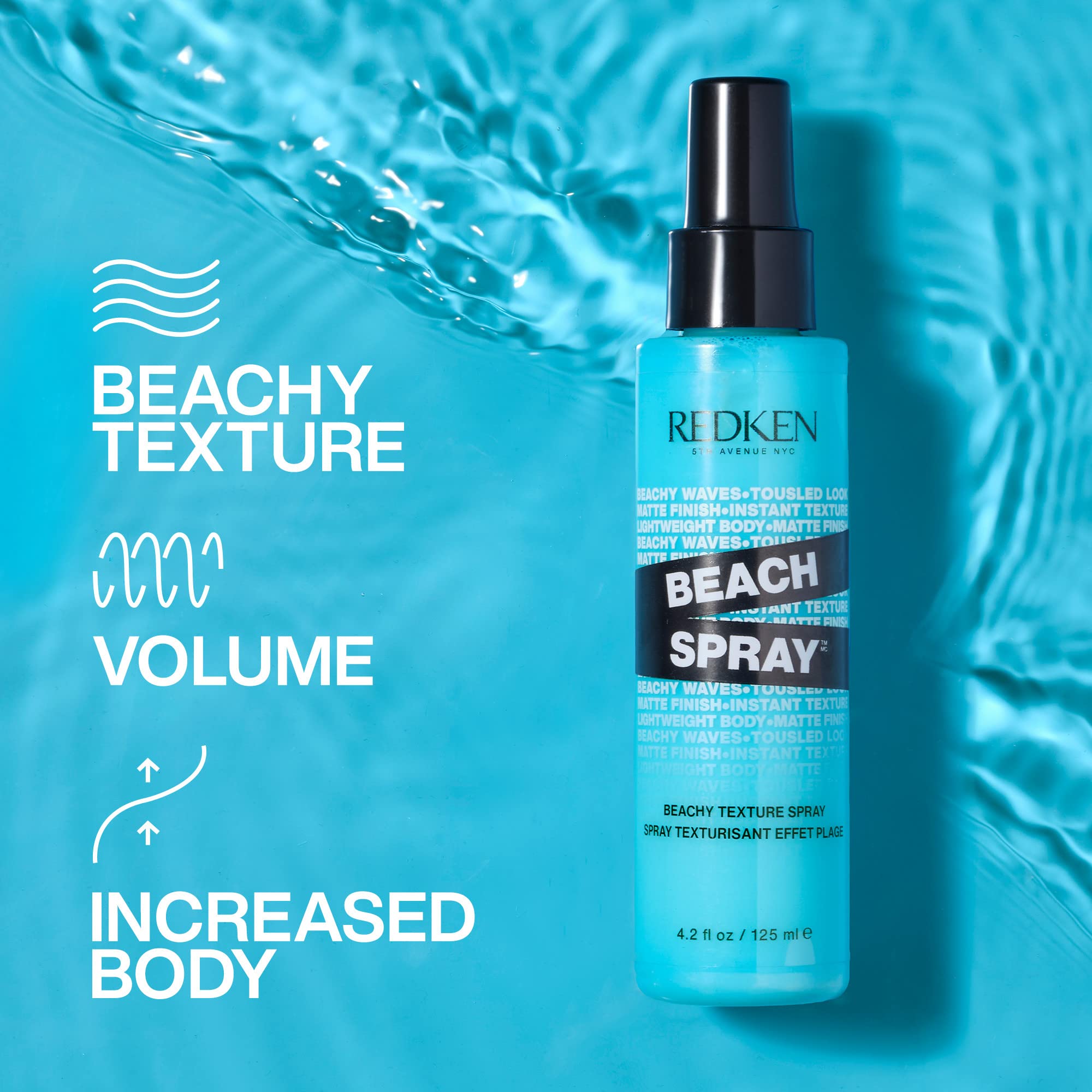 Redken Beach Spray Texturizing Hairspray - Sea-Salt Free Spray, Adds Instant Texture and Volume, For Beachy Waves and Curls