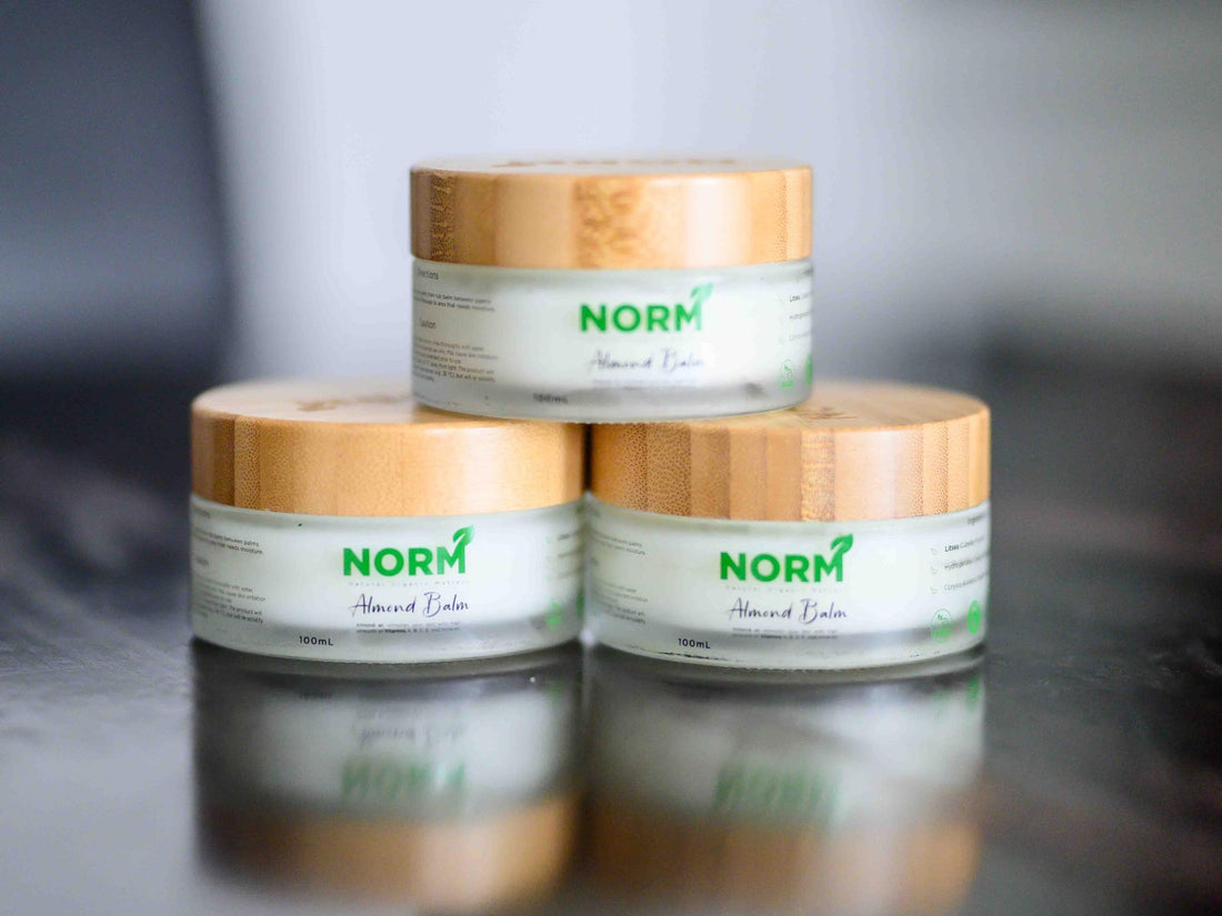 Natural Organic Matters Almond Hand & Body Balm With 100% Natural Ingredients, Eco-Friendly Recyclable Glass Container With Bamboo Lid, Cruelty-Free - 30ml