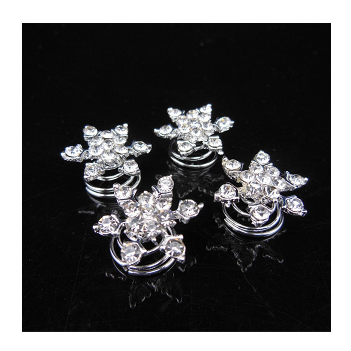 Set of 10 , Pattern 03 : Chicone Snowflask Hair Coils Swirls Twists Spirals Springs Pins for Bridal Wedding Prom Set of 10