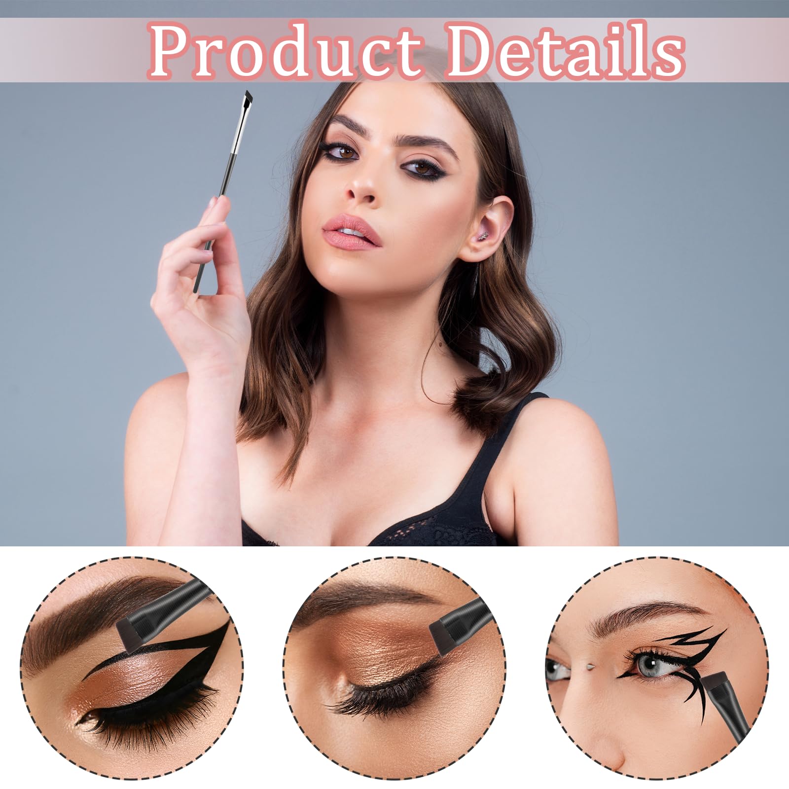5Pcs Eyeliner Brushes, Fine Angled Eye Liner Ultra thin Precision Makeup Brushes Set, Slanted Flat Angle Eyeliner Brushes for Precision Liner
