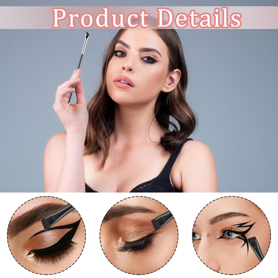 5Pcs Eyeliner Brushes, Fine Angled Eye Liner Ultra thin Precision Makeup Brushes Set, Slanted Flat Angle Eyeliner Brushes for Precision Liner