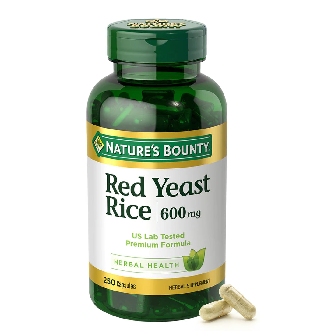Nature's Bounty Red Yeast Rice, Herbal Supplement, 600mg, 250 Capsules