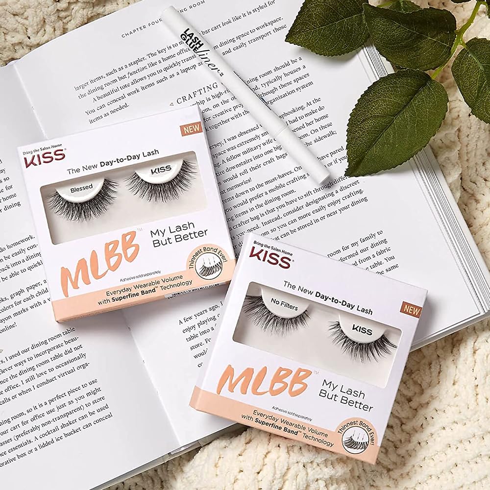 KISS MLBB My Lash But Better False Eyelashes, Everyday Wearable Volume with Superfine Band Technology, Easy To Apply, Reusable, Cruelty-Free, Strip Lashes, Blessed, 1 Pair Fake Eyelashes