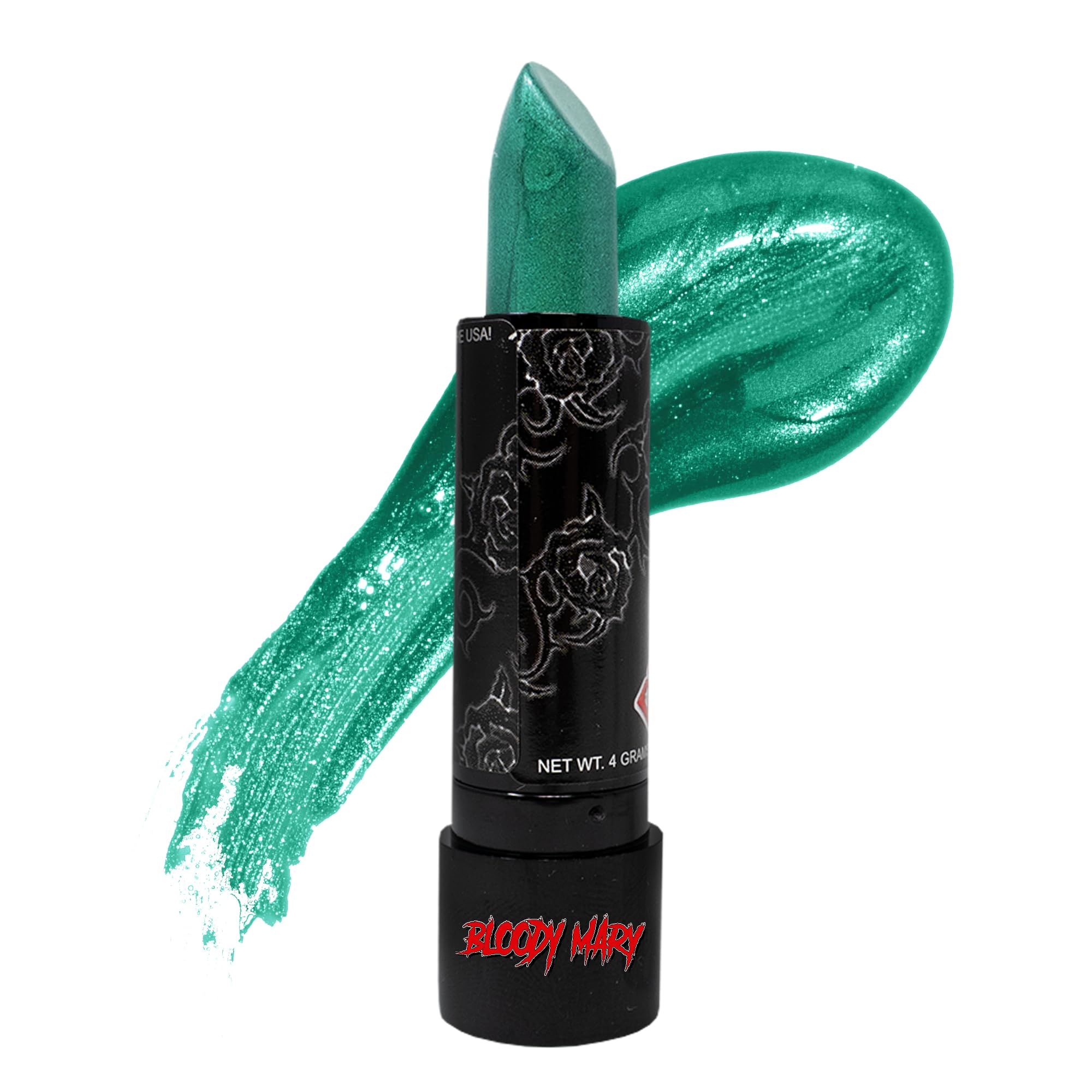 Lipstick By Bloody Mary - Professional Hollywood Makeup Quality -Creamy & Long Lasting ââ‚¬â€œ Fashionable Eccentric Gothic Style - Ideal For Halloween - Unique Color & Rich Pigment (Green)