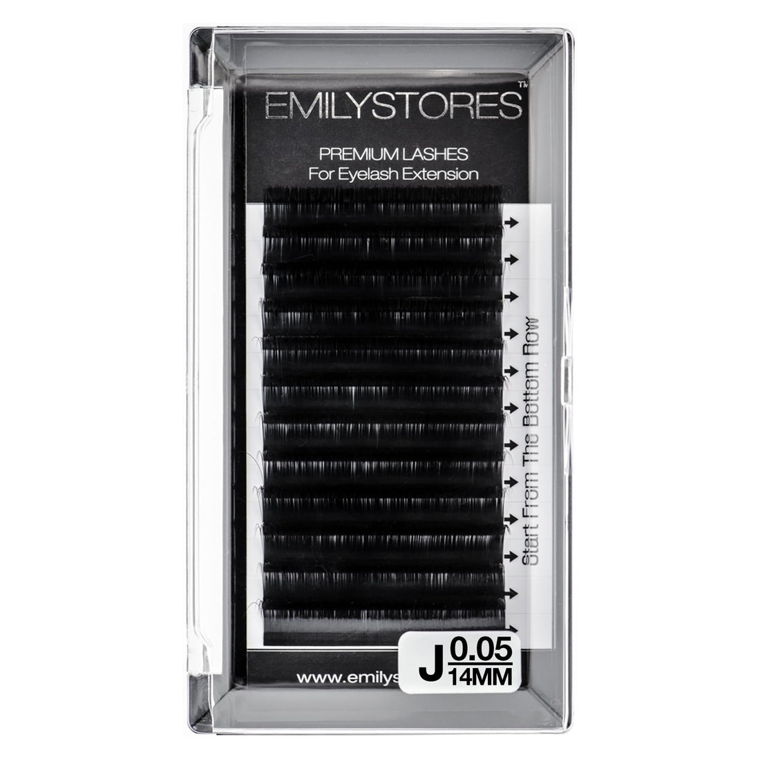 EMILYSTORES 0.05mm Thickness J Curl 14mm Length Lashes Silk Mink Eyelashes For Eyelash Extensions Single Size One Tray