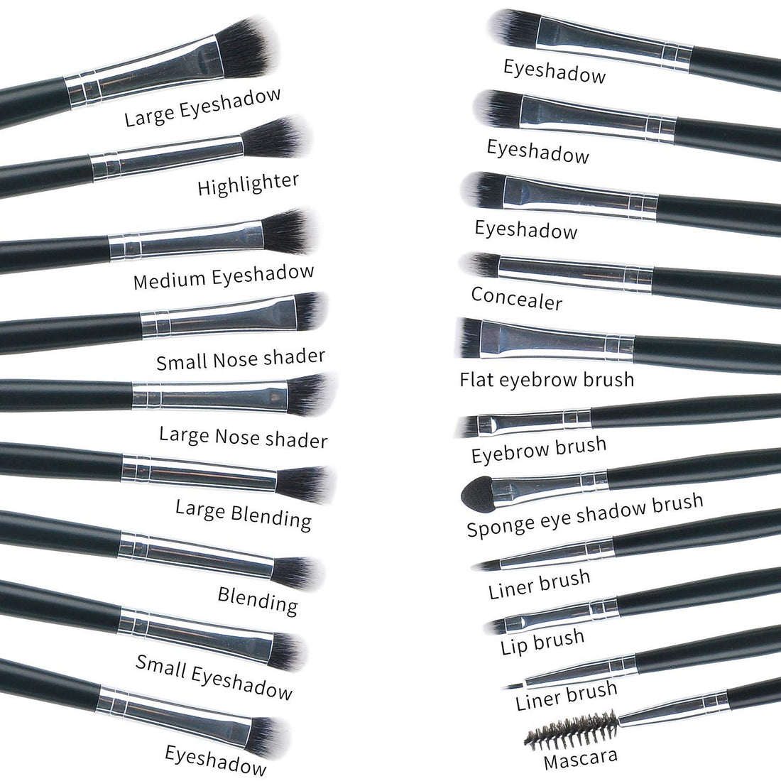 MSQ Eyeshadow Brushes Set 20pcs Makeup Eye Brushes Eyeshadow Blending Brush Eyebrow Eyeliner Lip Brush Beauty Brushes, Best for Gifts - Black