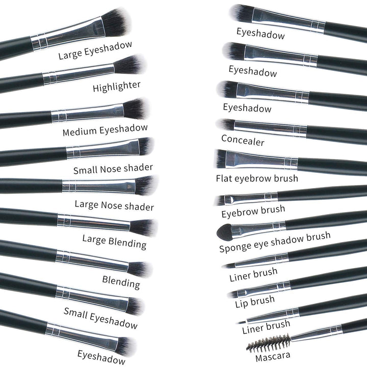 MSQ Eyeshadow Brushes Set 20pcs Makeup Eye Brushes Eyeshadow Blending Brush Eyebrow Eyeliner Lip Brush Beauty Brushes, Best for Gifts - Black