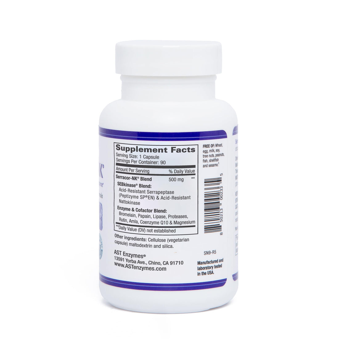 AST Enzymes Serracor-NK –Proteolytic Systemic Enzyme Formula – Contains Acid-Resistant Serrapeptase and Acid-Resistant Nattokinase - Circulatory and Respiratory Support – 90 Vegetarian Capsules