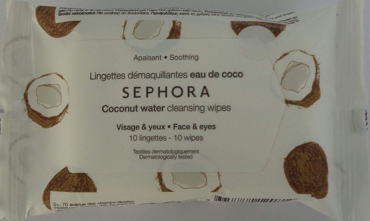 Sephora Coconut Water Cleansing Wipes (Travel Size - 10 Wipes)