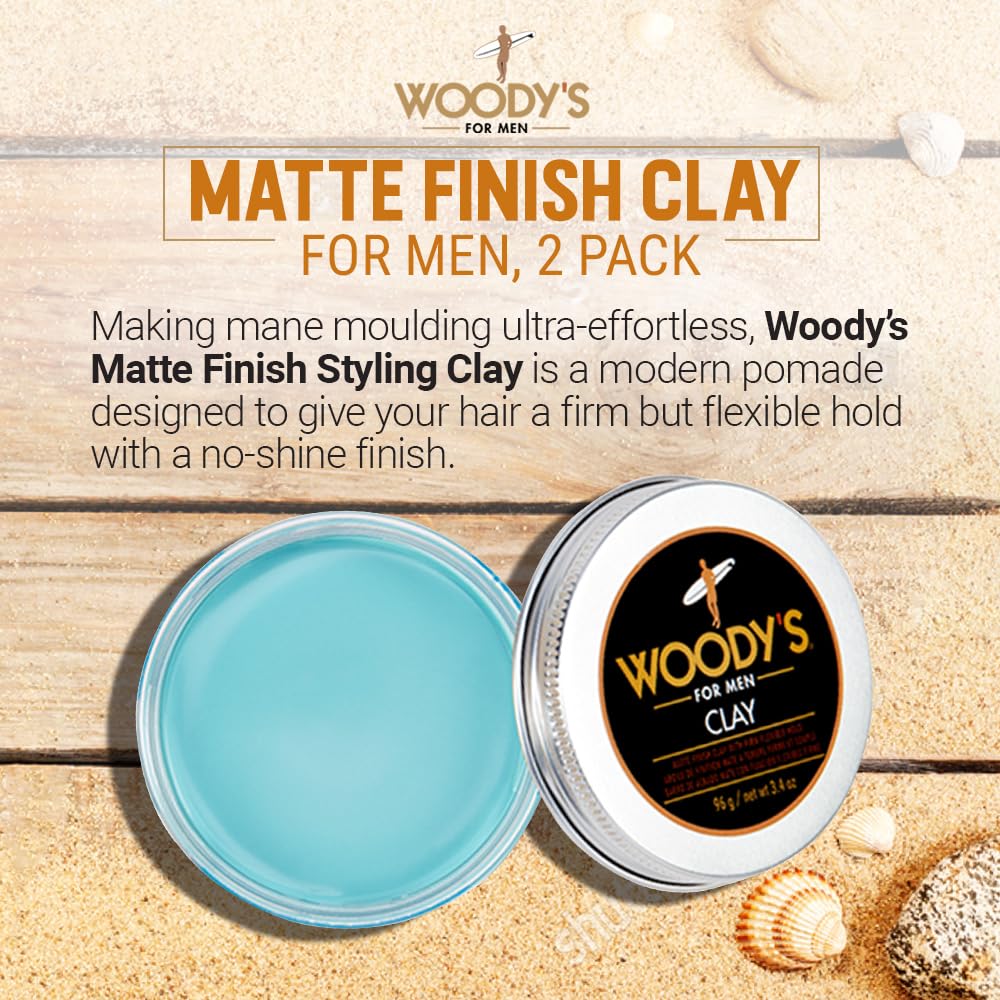 2 Pack Woody's Quality Grooming Clay 3.4 oz