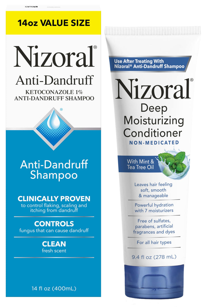 Nizoral Anti-Dandruff Shampoo, 14 Oz + Deep Moisturizing Conditioner, 9.4 Oz Bundle