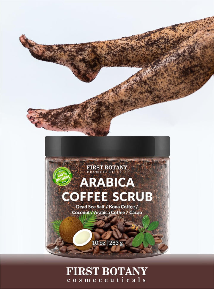 100% Natural Arabica Coffee Scrub with Organic Coffee & Shea Butter - Best body scrub 10 oz
