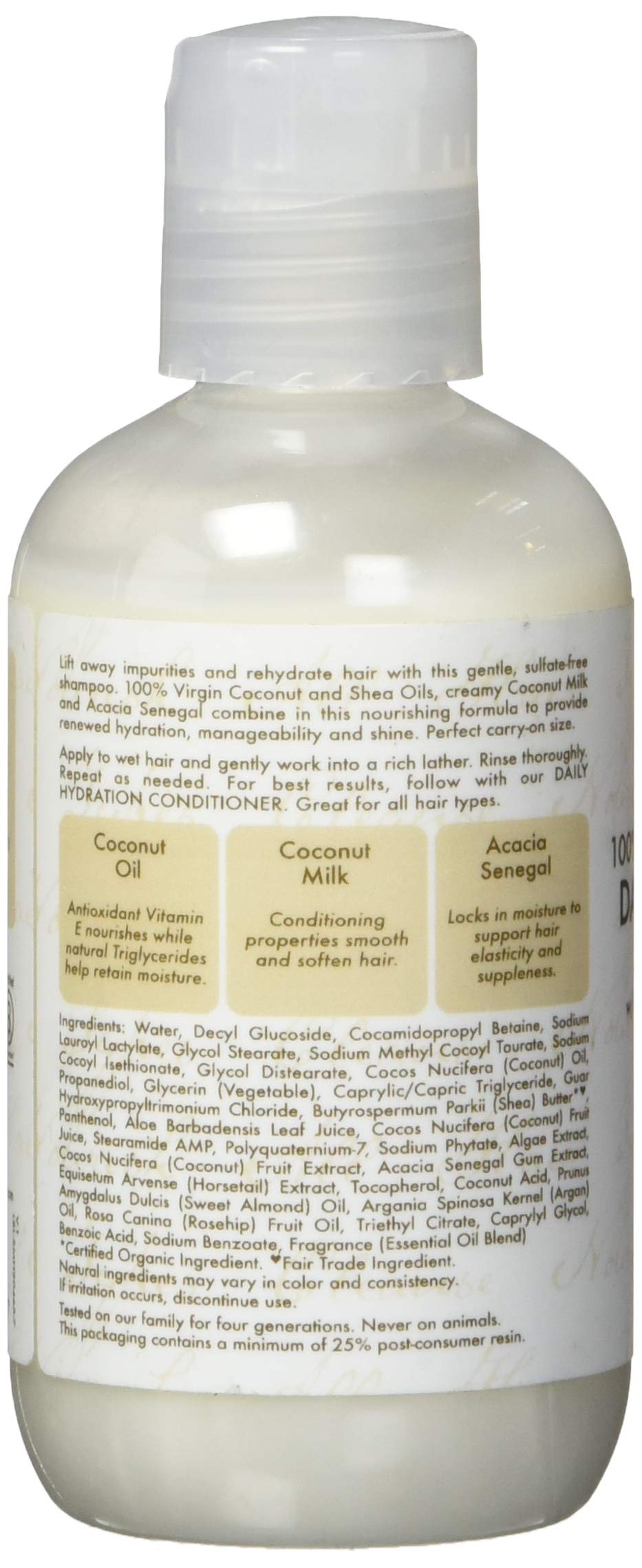 Shea Moisture 100 Percent Virgin Coconut Oil Daily Hydration Shampoo for Unisex, 3.2 Ounce