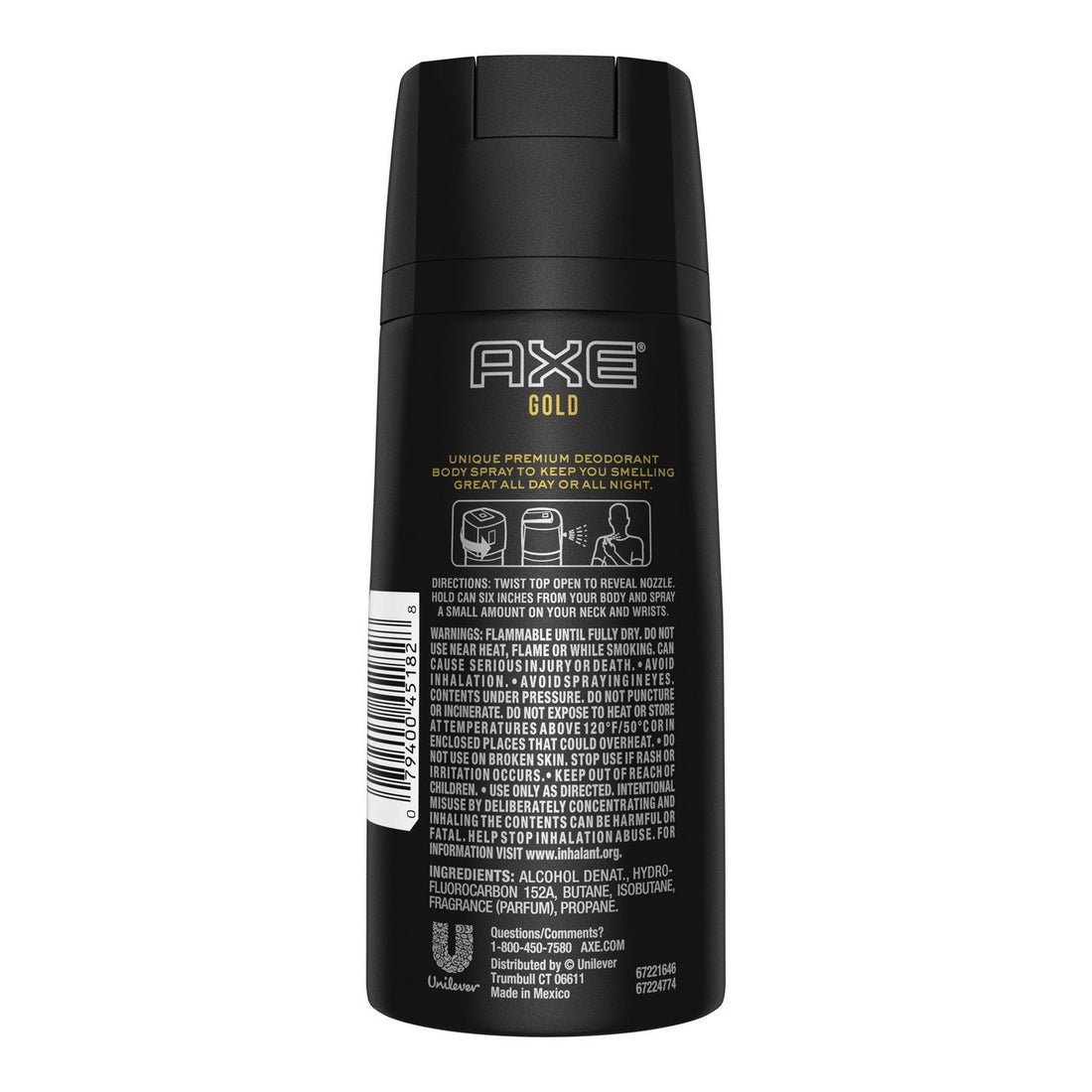 Axe Gold Oud Wood and Dark Vanilla Deodorant Body Spray 4.0 oz (Pack of 2)