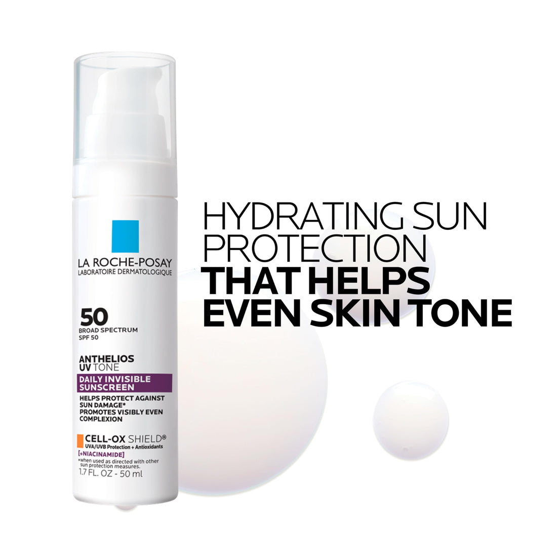 La Roche Posay Anthelios UV Tone Sunscreen SPF 50, Daily Sunscreen for Face with Niacinamide, Broad Spectrum Invisible SPF Protection for Discoloration and Uneven Skin