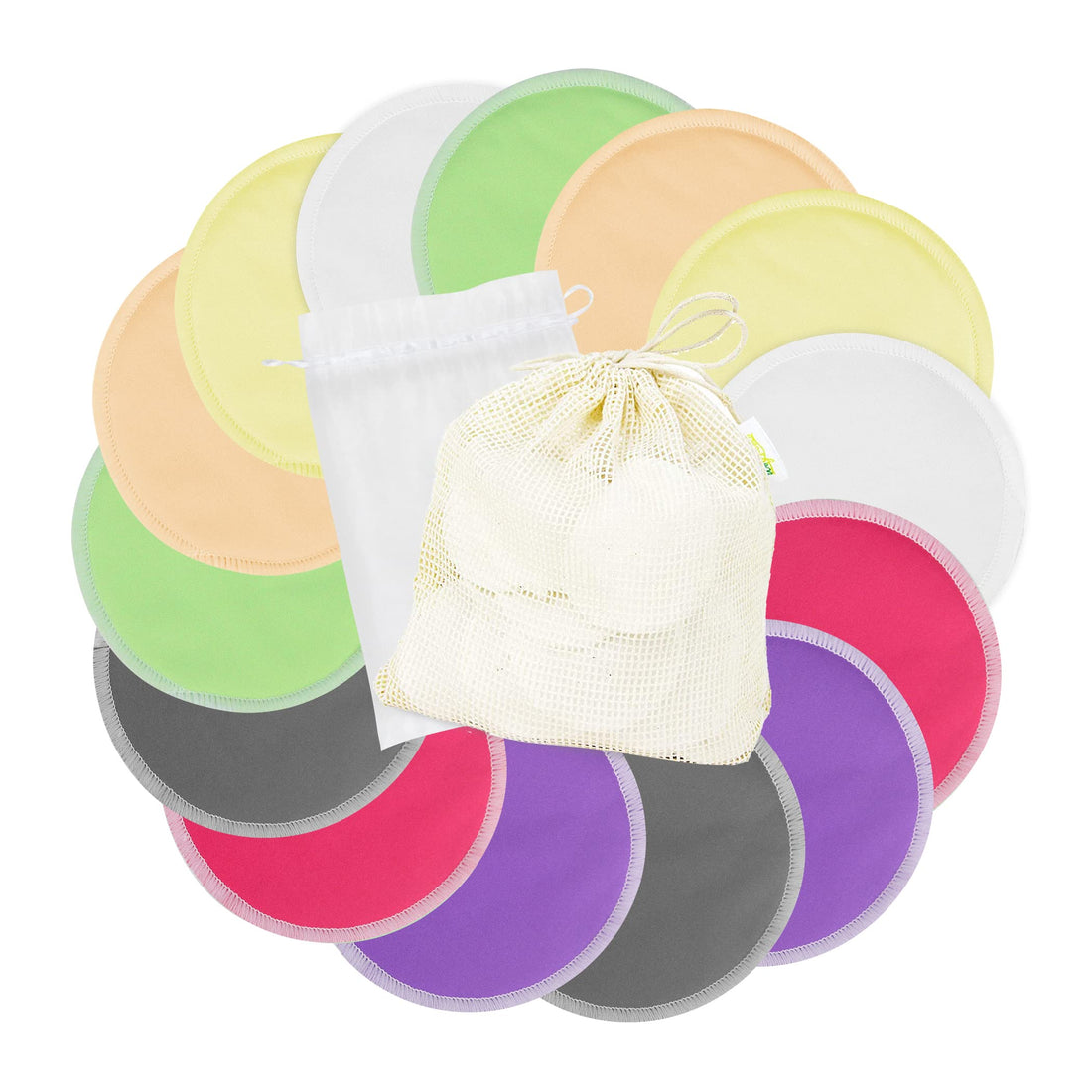 wegreeco Nursing Breast Pads (14 Pack) + Laundry Bag & Storage Bag, 2 Sizes: 3.9/4.7 inch - Washable & Reusable Breastfeeding Nursing Pads (Passion, Large, Heavy Flow Use)