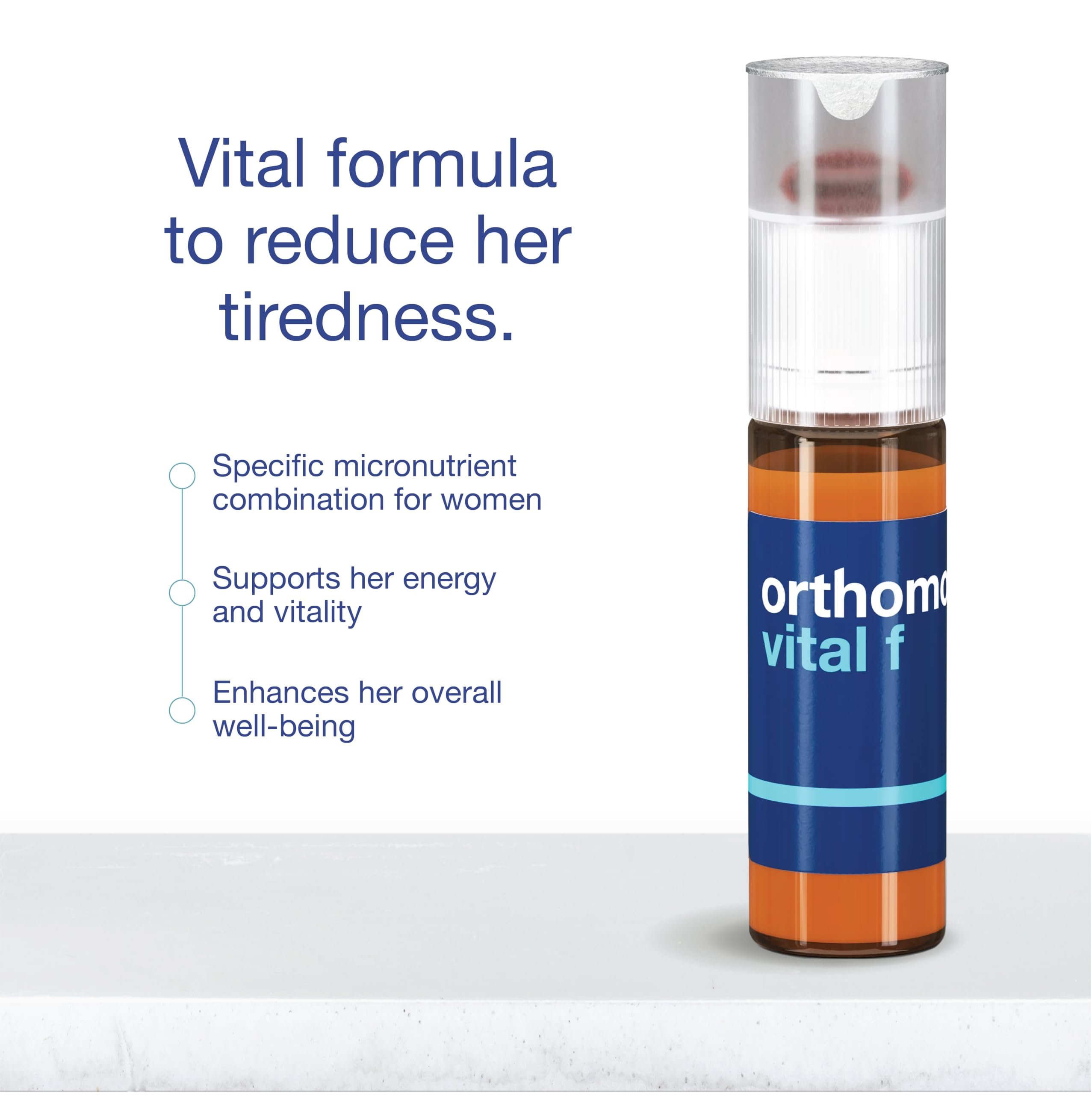 Orthomol Vital F Vial, Women's Multivitamin, 7-Day Supply, Vitamins A, B, C, D, E, K, Calcium, Iodine, Omega-3