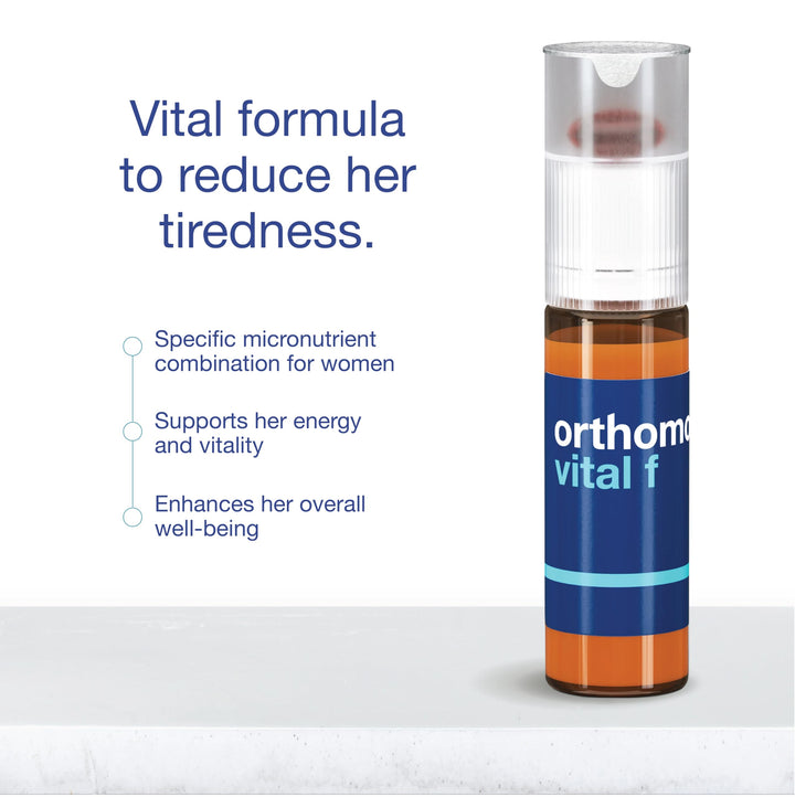 Orthomol Vital F Vial, Women's Multivitamin, 7-Day Supply, Vitamins A, B, C, D, E, K, Calcium, Iodine, Omega-3