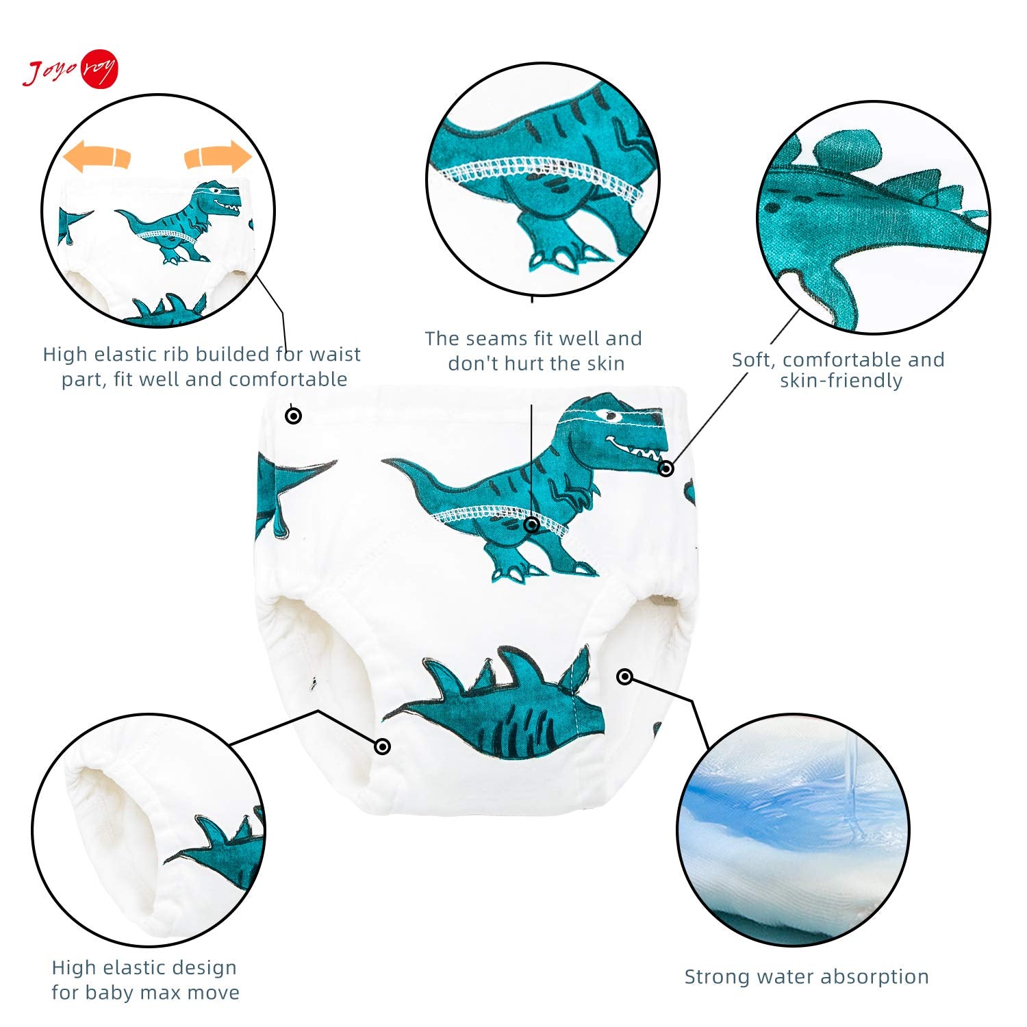 Joyo roy Soft Toddler Potty Training Underwear 5T 4 Packs 100% Cotton Reusable Absorbent Kid Confident Toilet Training Pants 4T-5T Boys Potty Training Sticker Chart Stretchable Waterproof Pee Pants